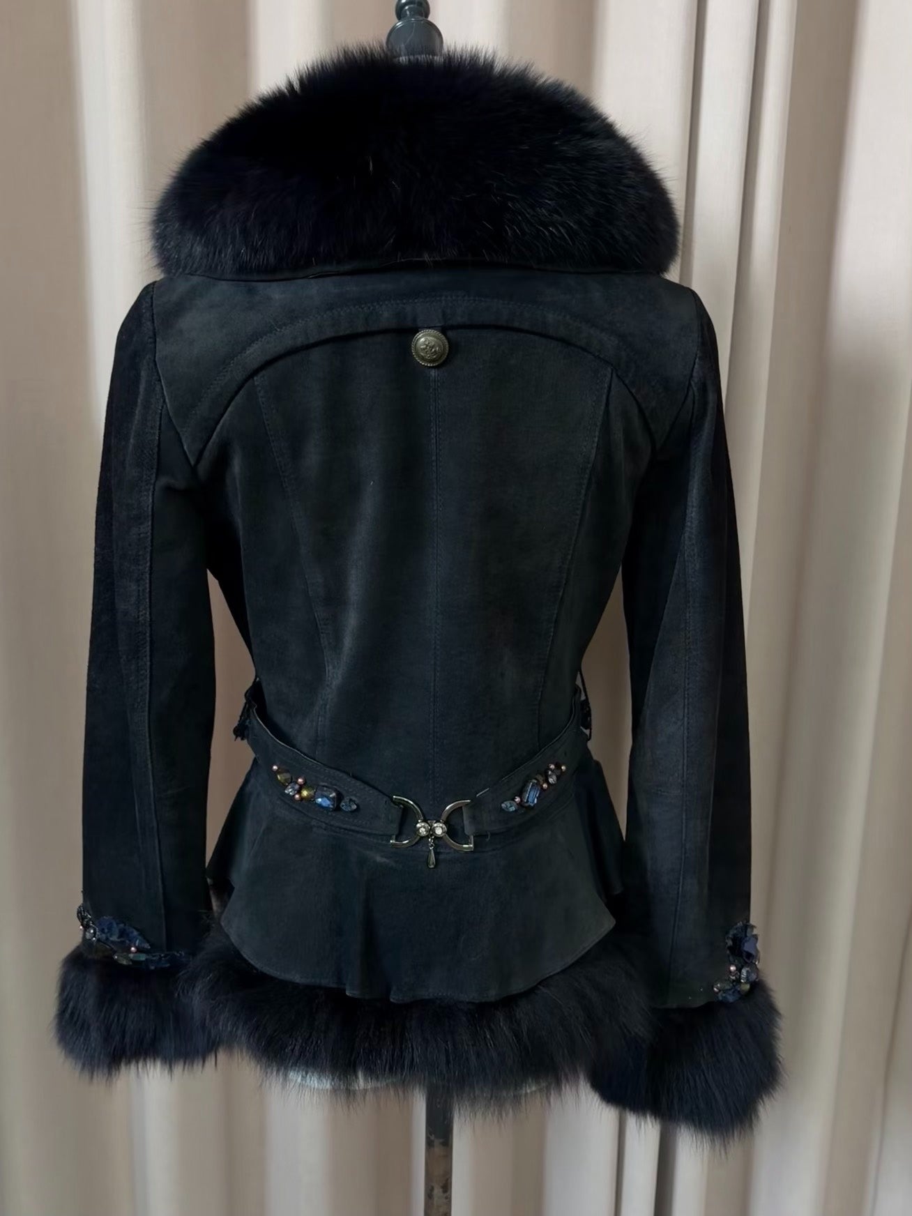 Vintage black genuine fur coat