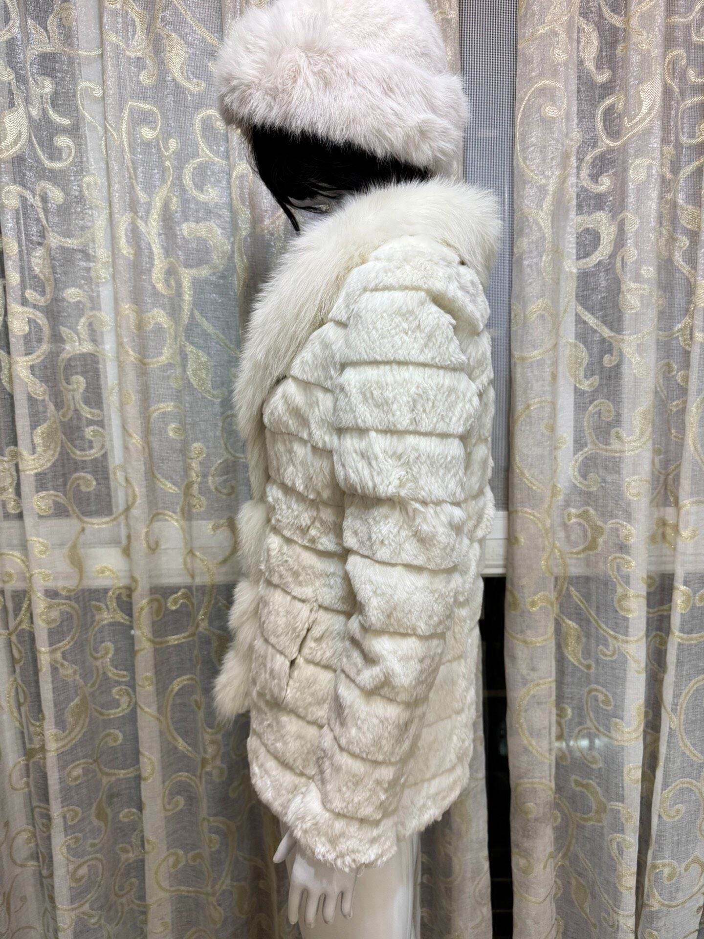 Vintage White Genuine Fur Coat