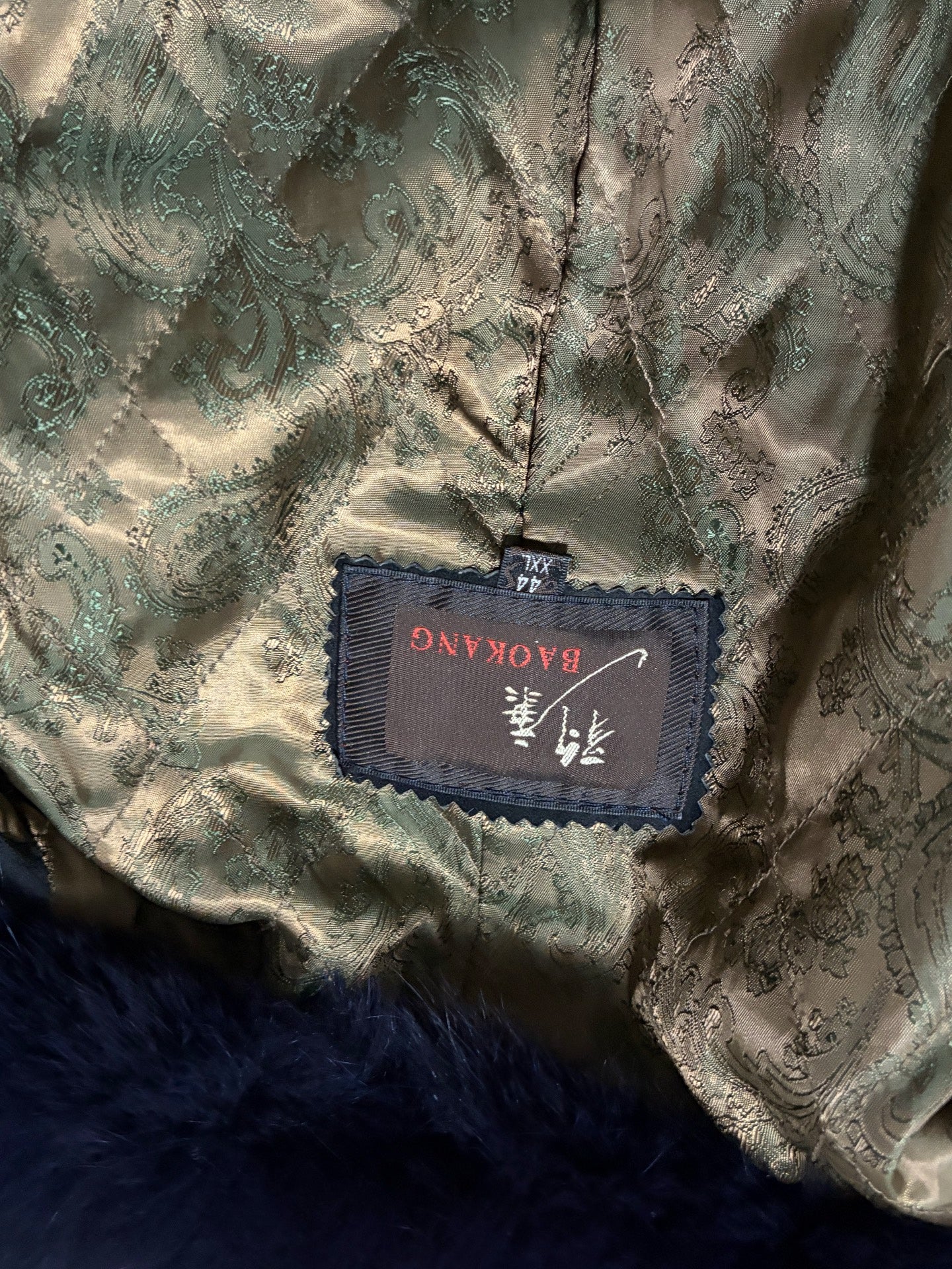 Vintage navy blue genuine fur coat