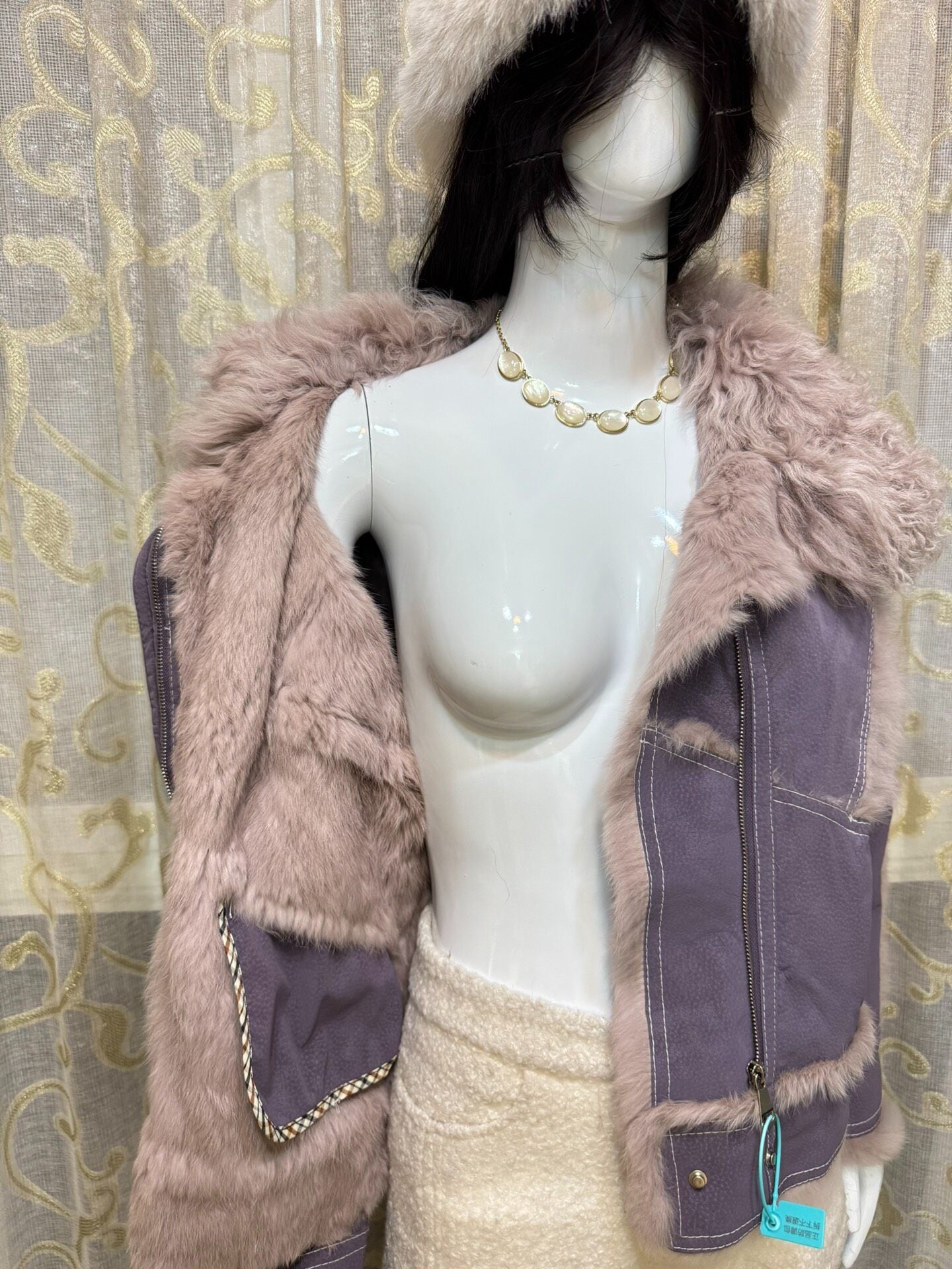 Vintage Purple Genuine Fur Coat