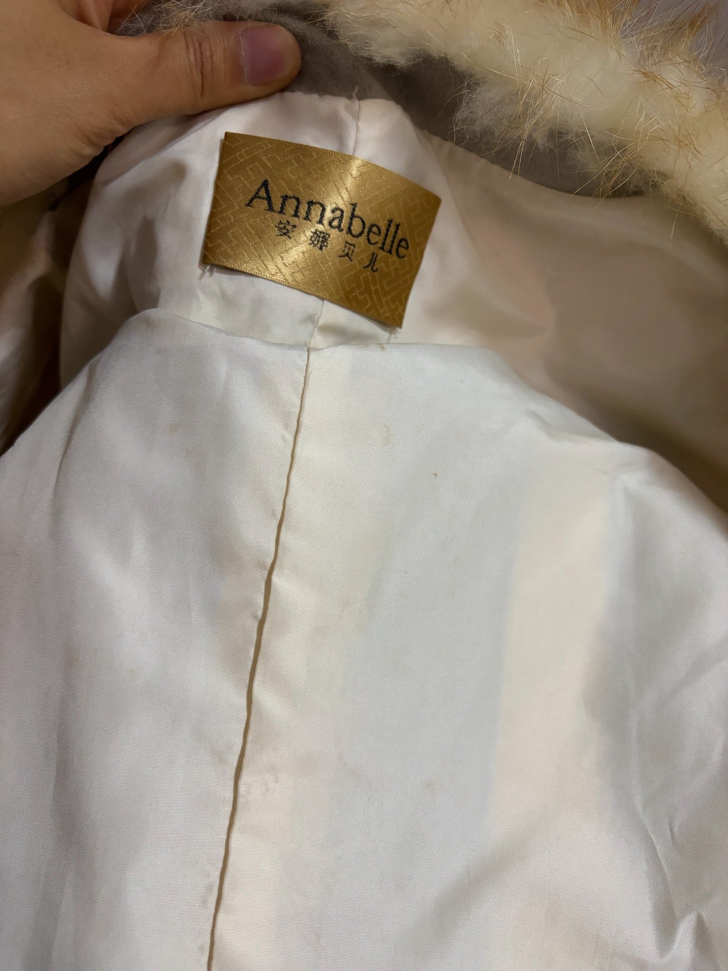 Vintage creamy-white genuine fur coat