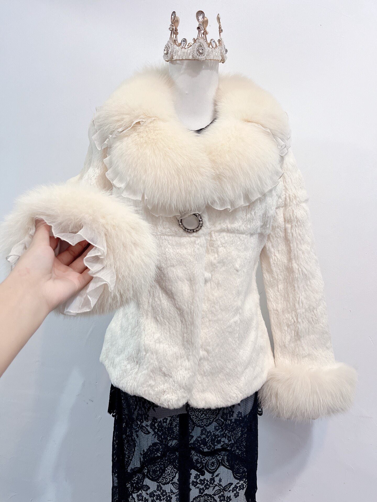 Vintage White Genuine Fur Coat