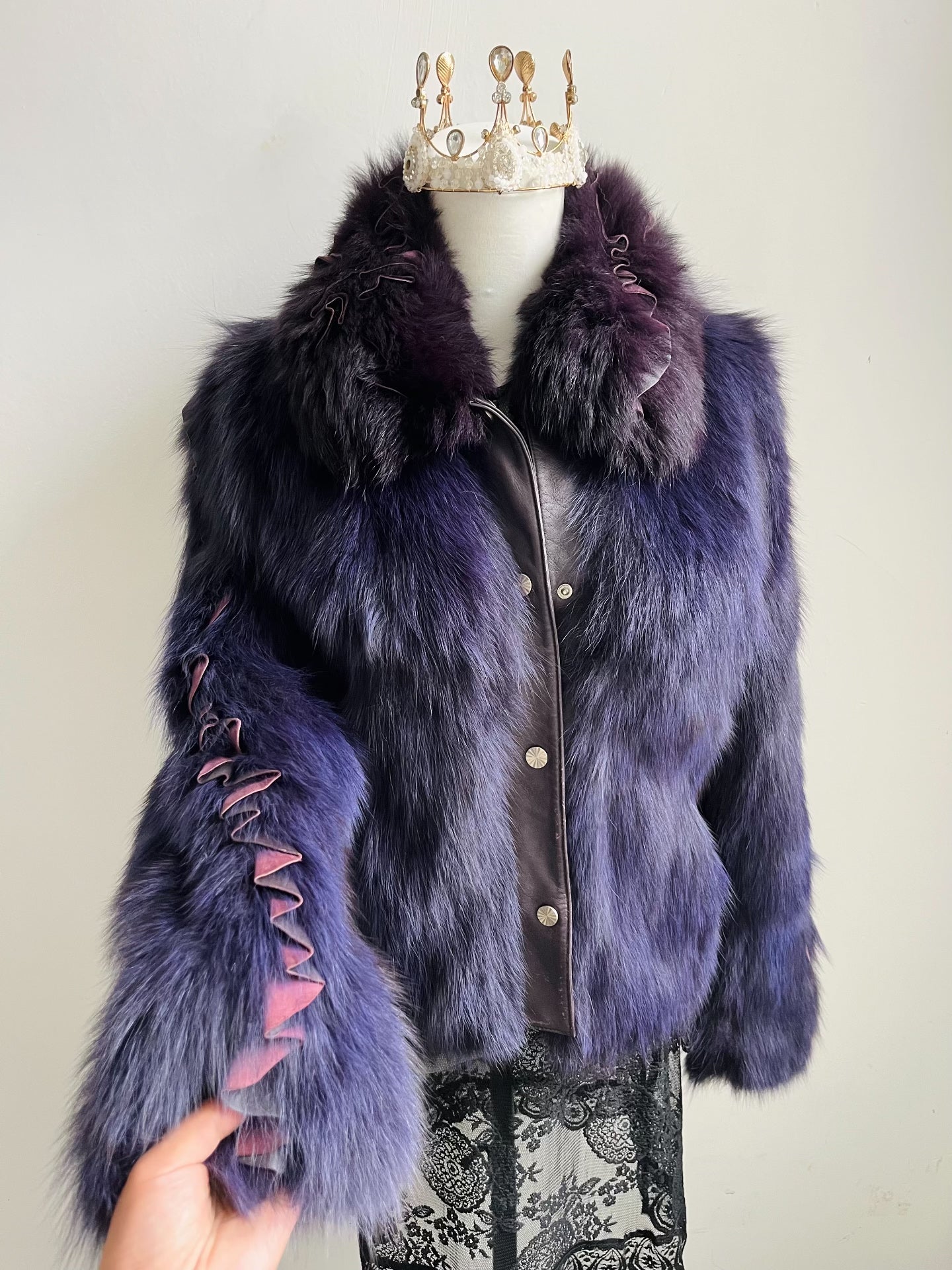 Vintage Purple Genuine Fur Coat