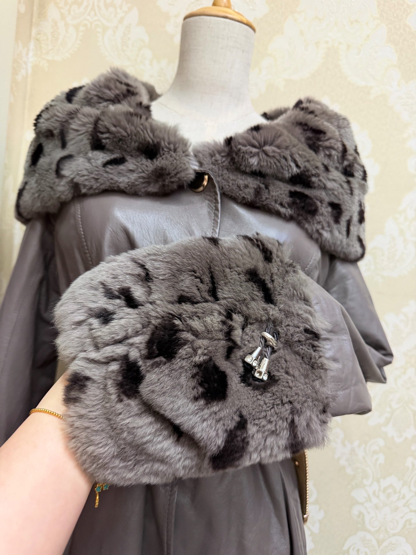 Vintage Grey Genuine Fur Coat