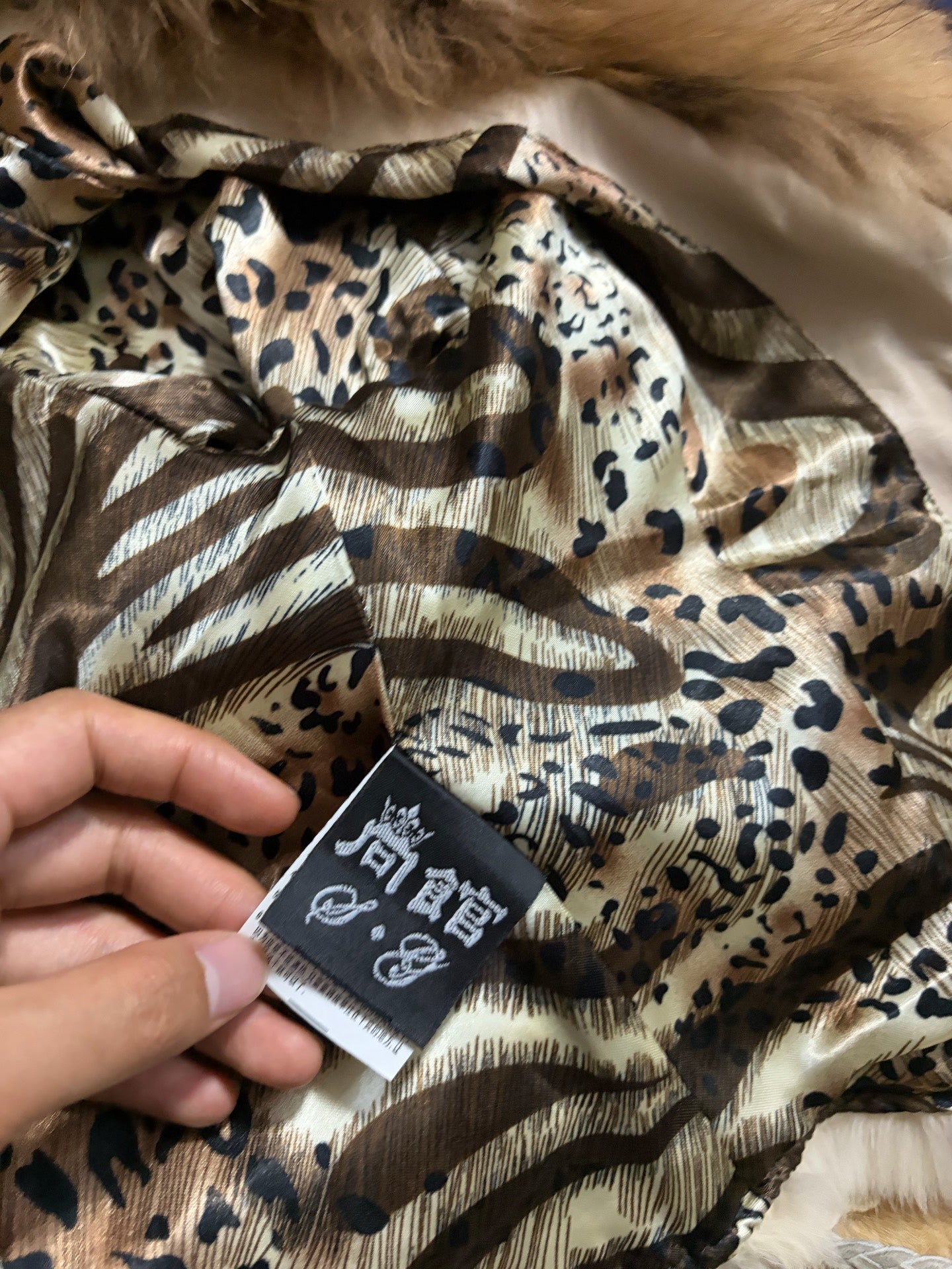 Vintage off-white genuine fur coat