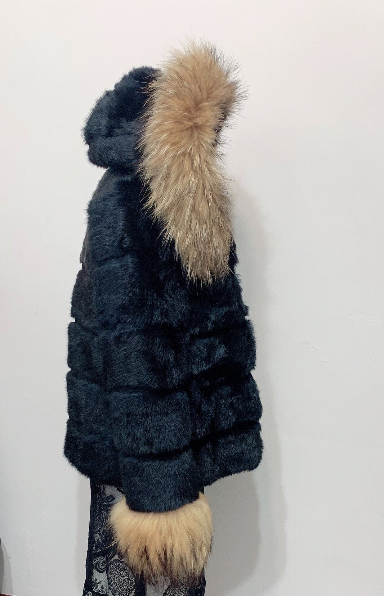 Vintage Black Genuine Fur Coat
