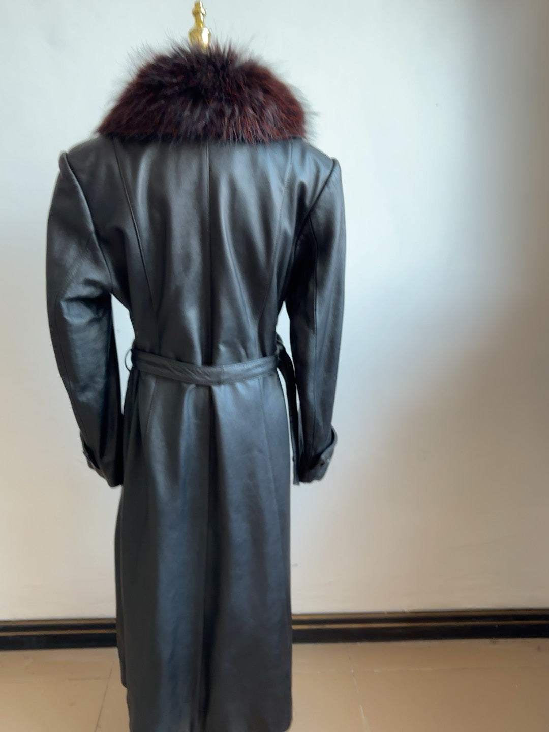 Vintage genuine leather long coat