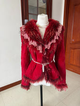 Vintage red rabbit fur coat