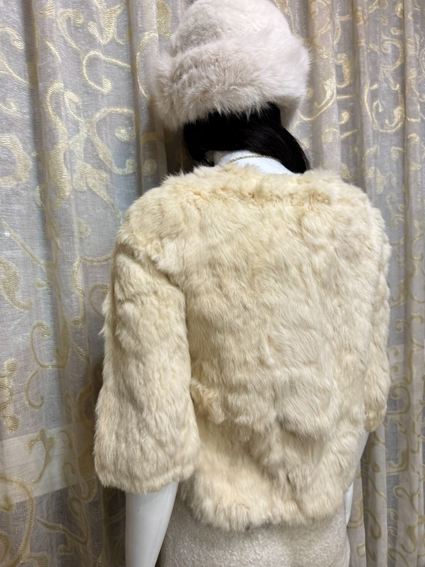 Vintage White Genuine Fur Coat