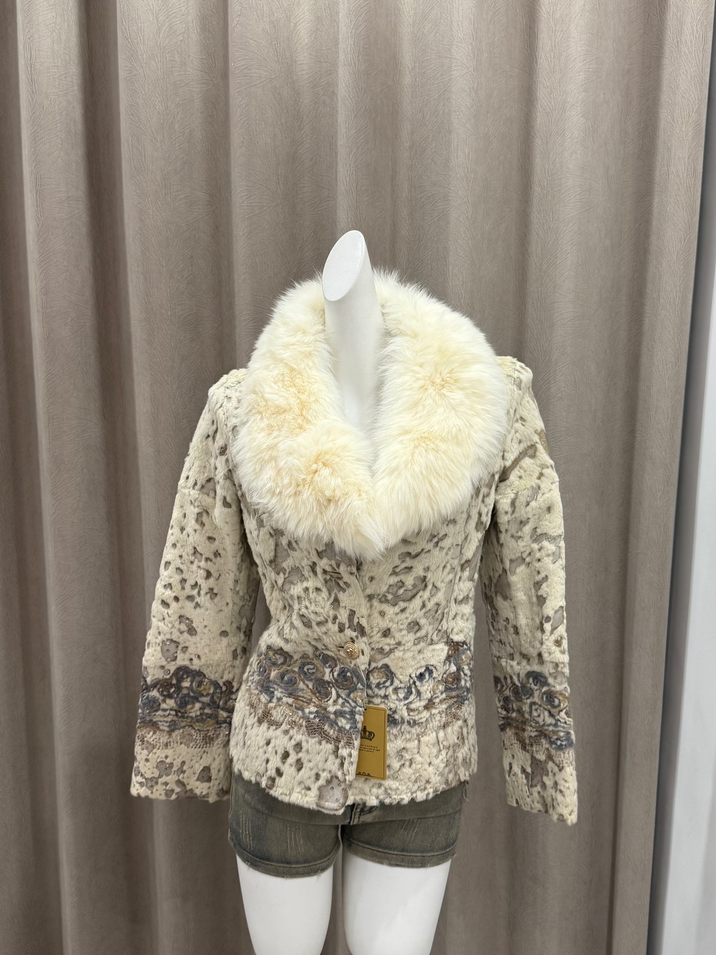 Vintage genuine leather and fur jacket