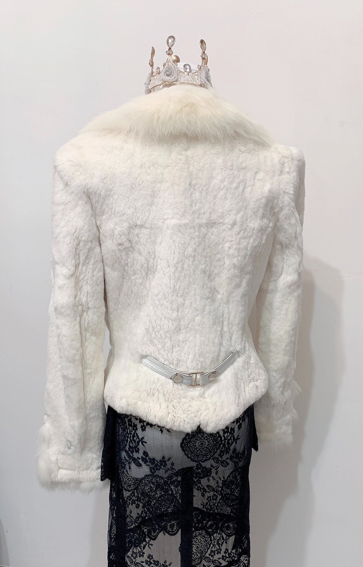 Vintage White Genuine Fur Coat