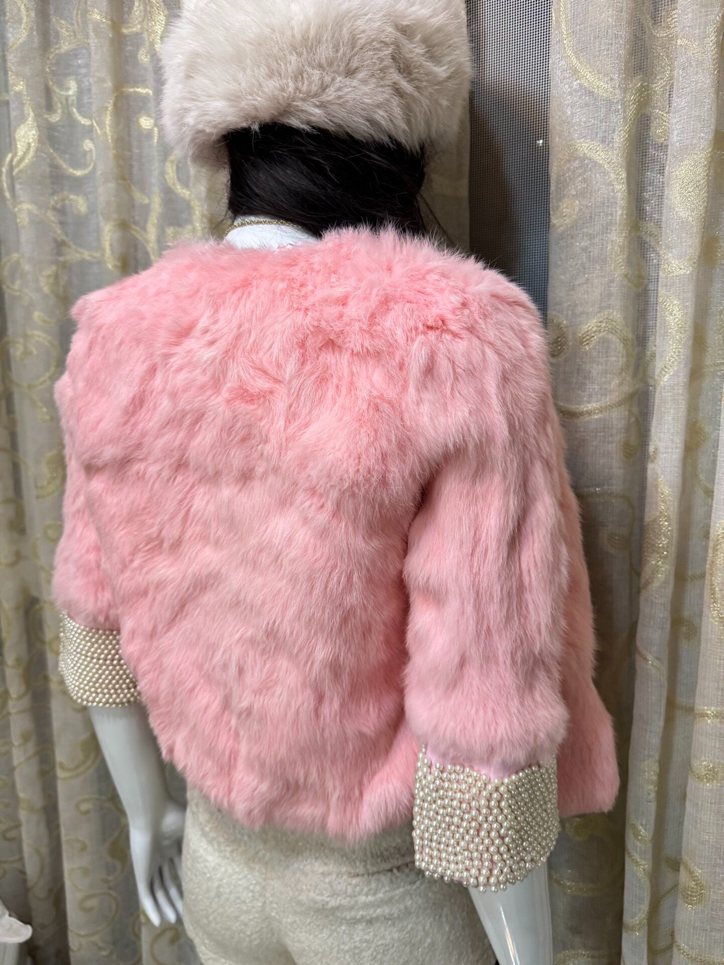 Vintage Pink Genuine Fur Coat