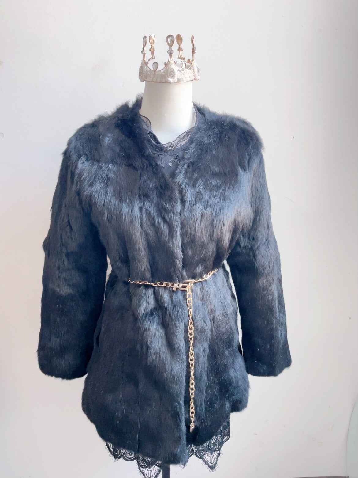 Vintage Black Genuine Fur Coat