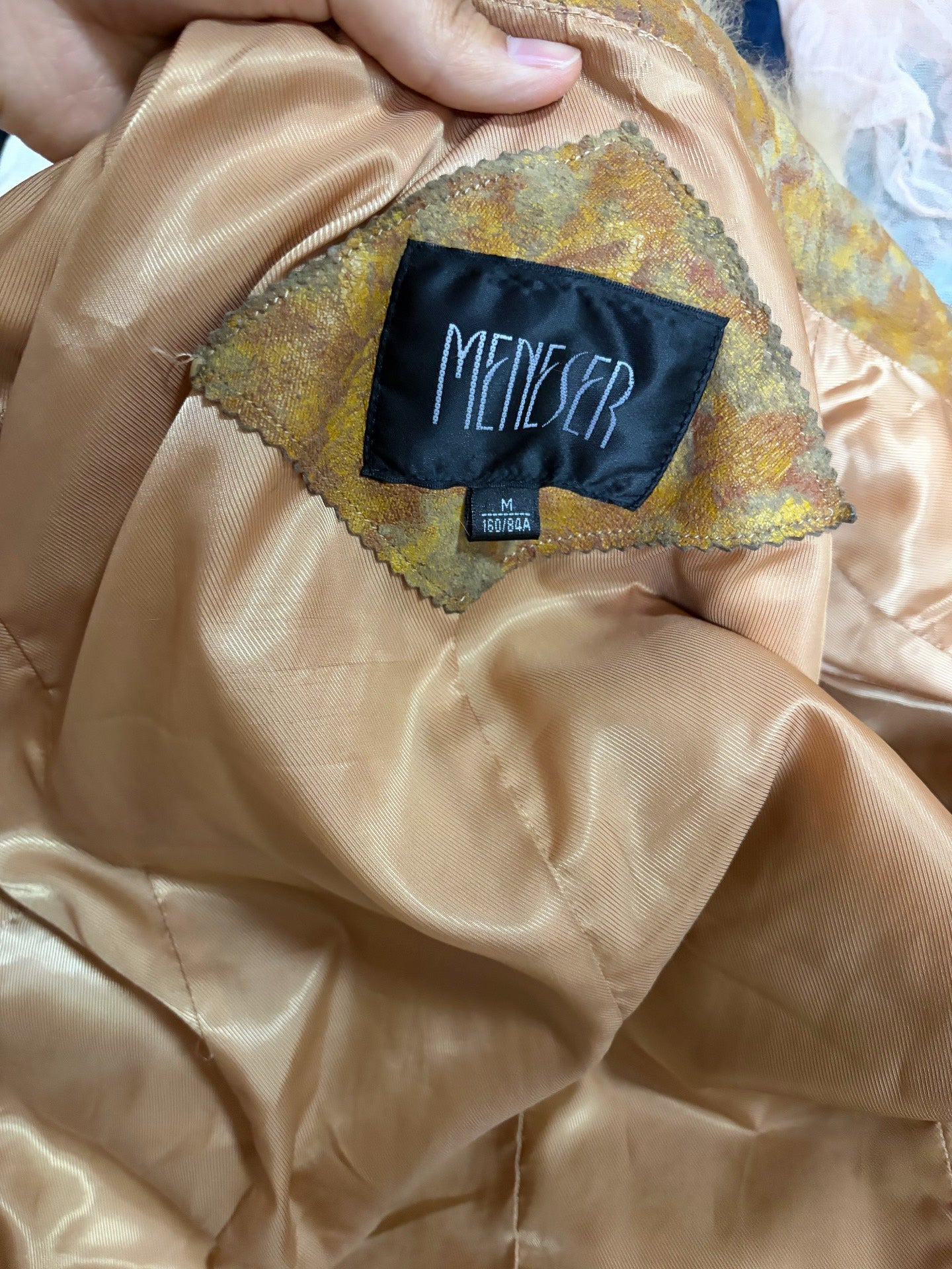 Vintage imported printed genuine leather and fur coat