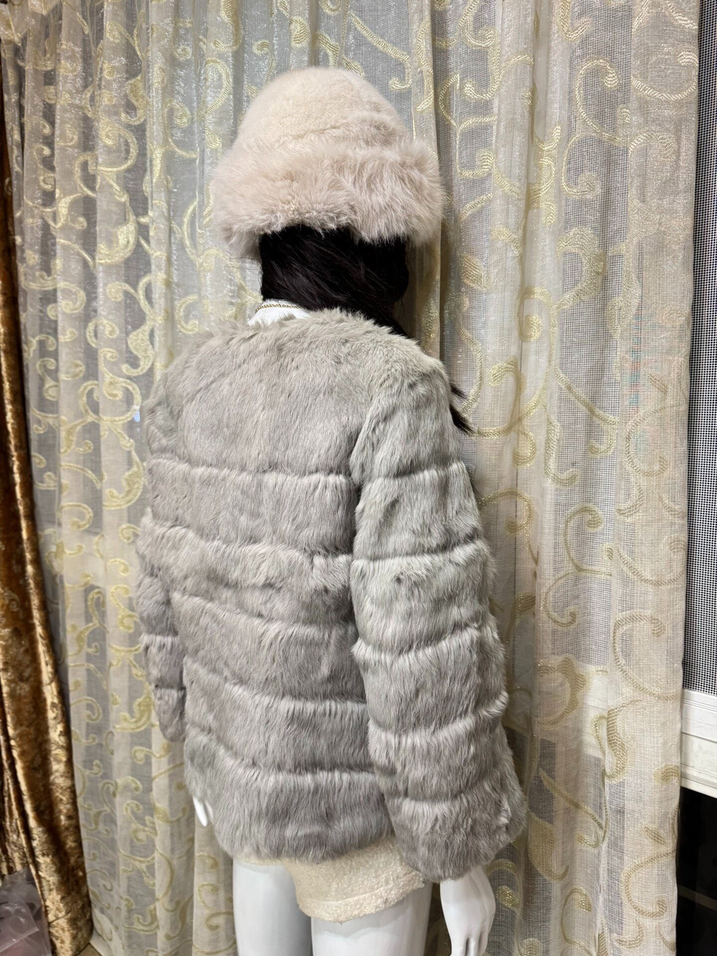 Vintage Grey Genuine Fur Coat