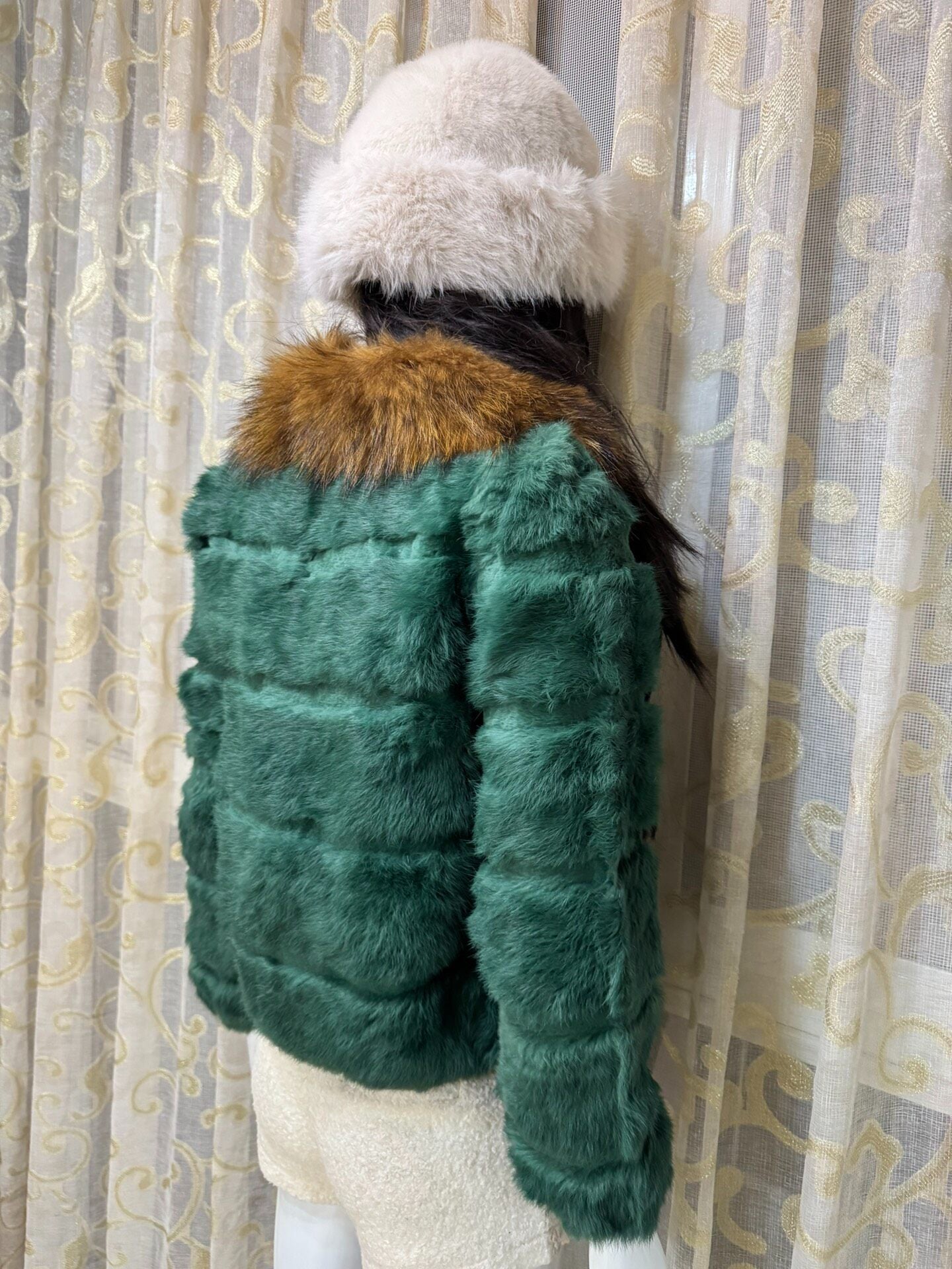 Vintage Dark Green Genuine Fur Coat
