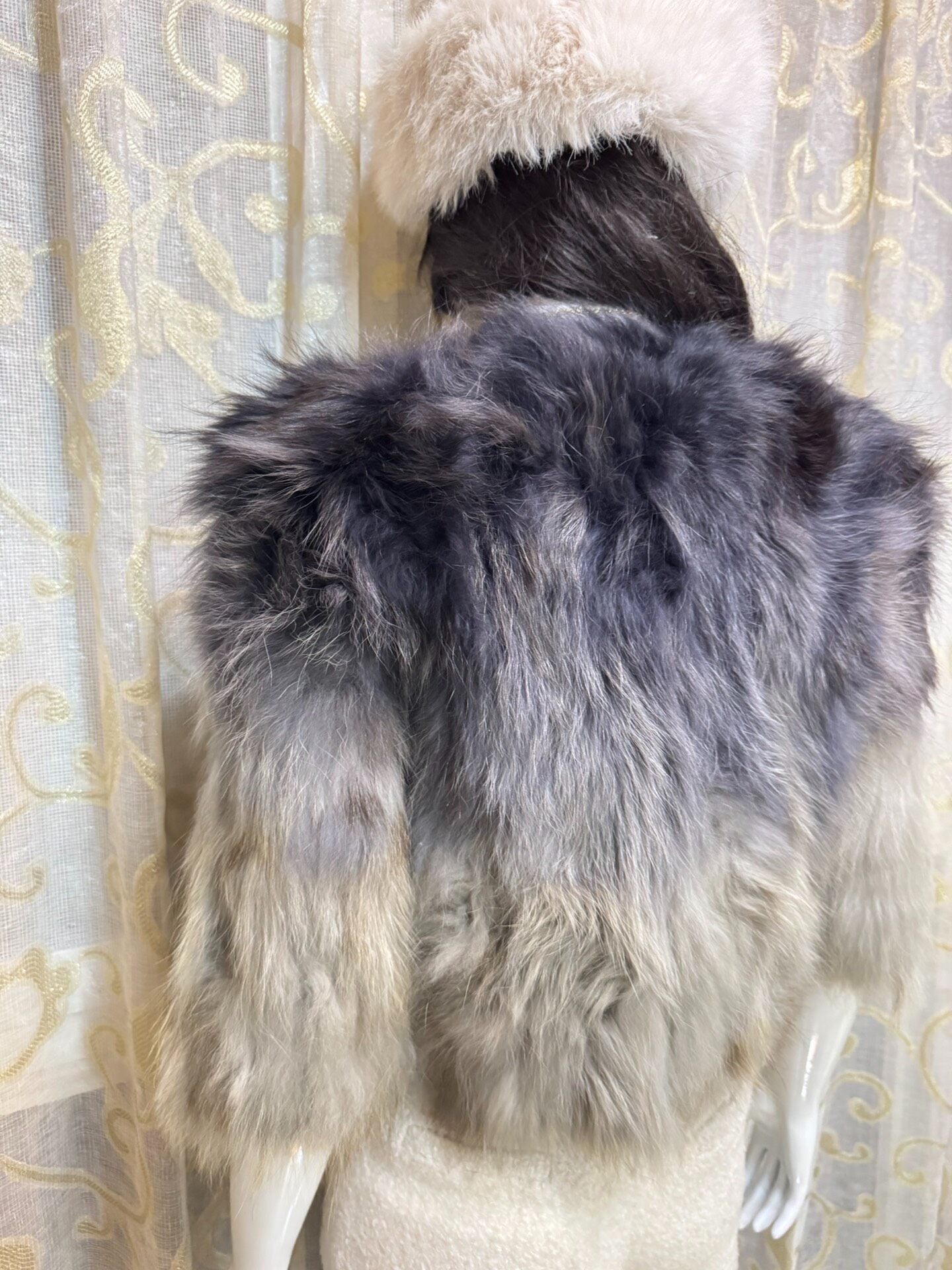 Vintage blue-grey genuine fur coat