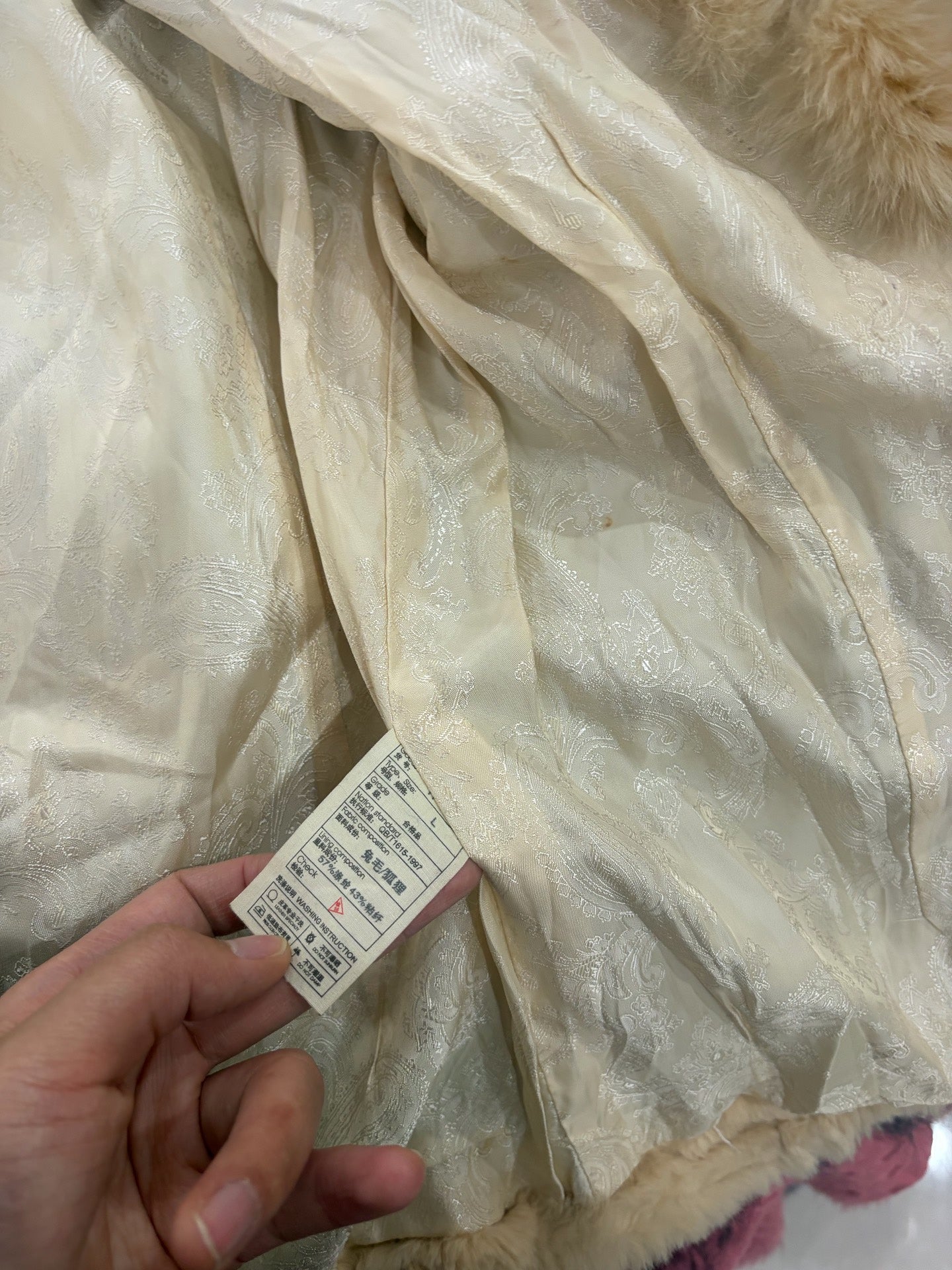 Vintage light apricot genuine fur coat