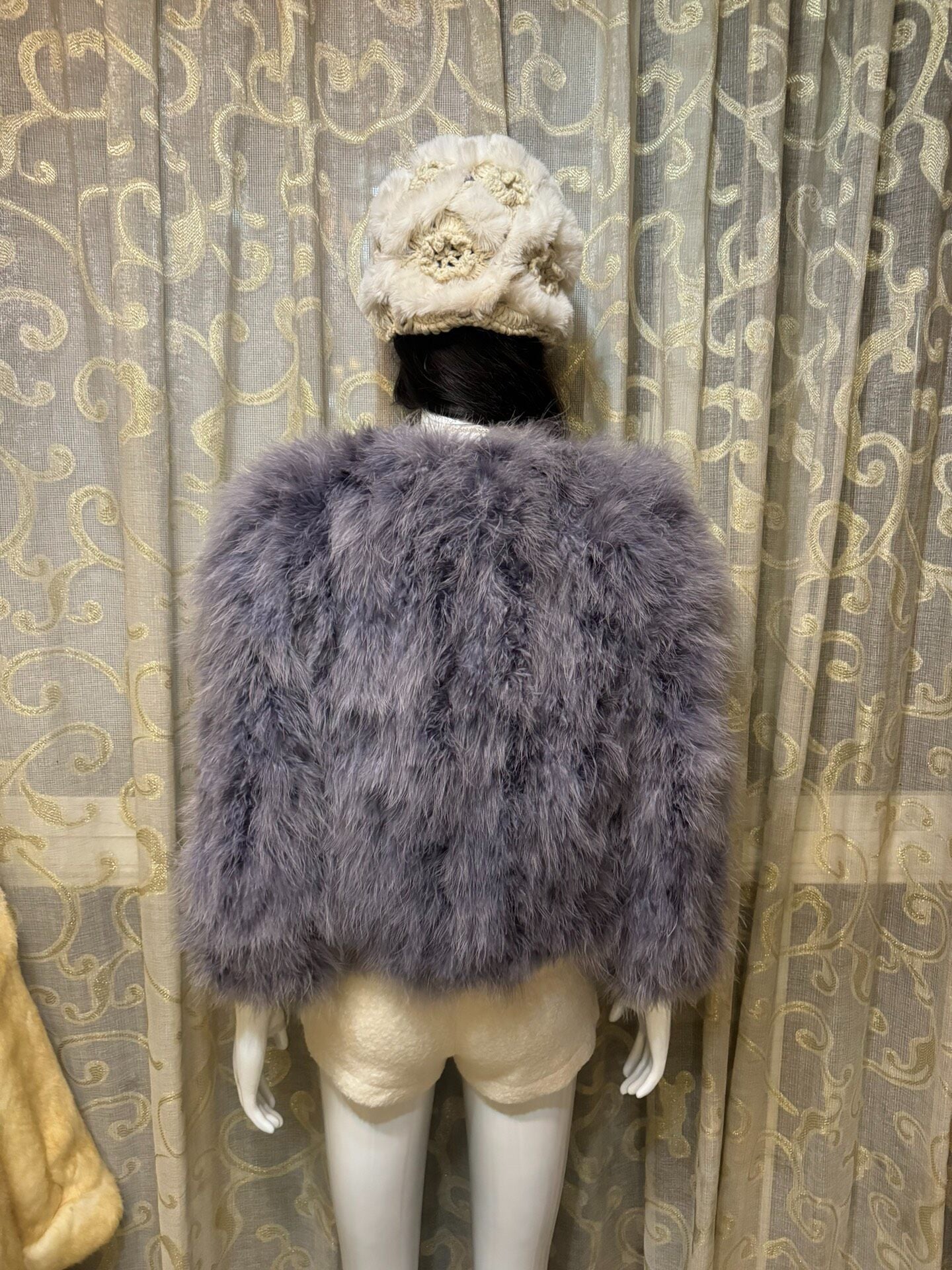 Vintage Blue-Purple Genuine Fur Coat