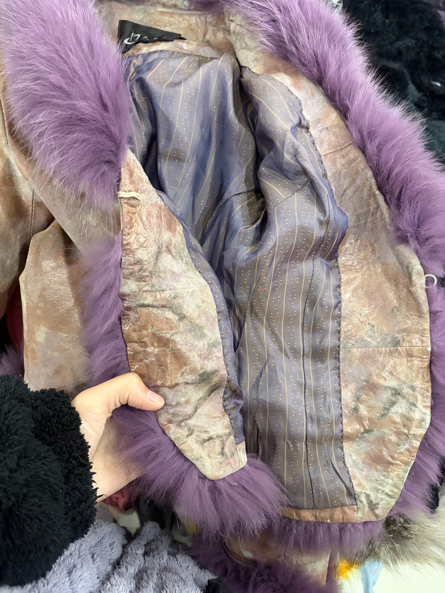 Vintage purple genuine fur coat