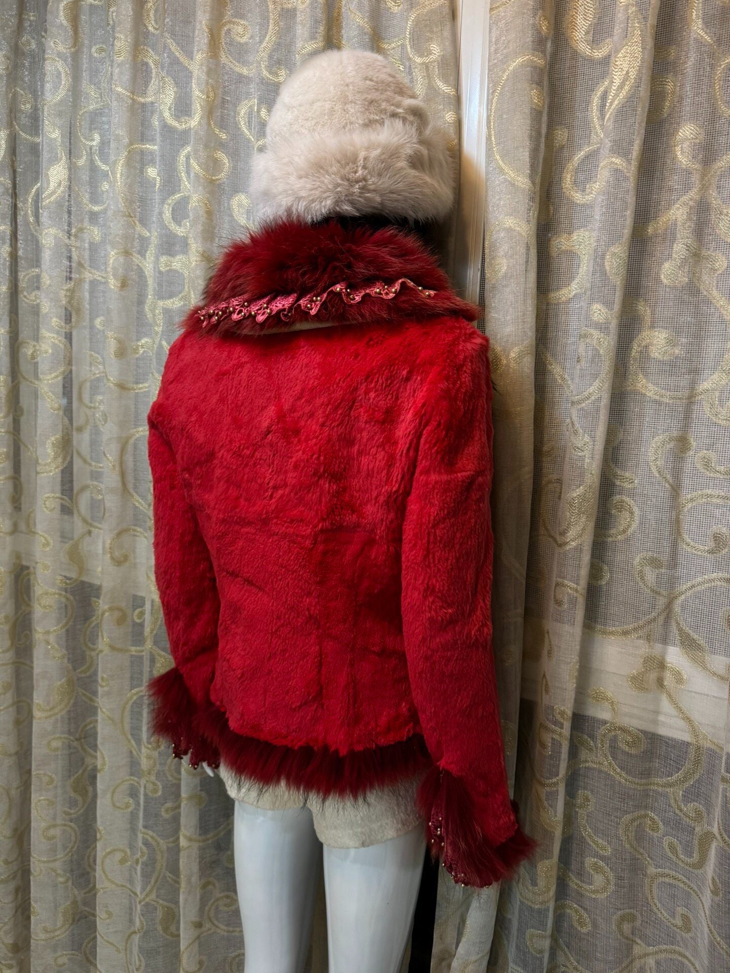 Vintage Red Genuine Fur Coat
