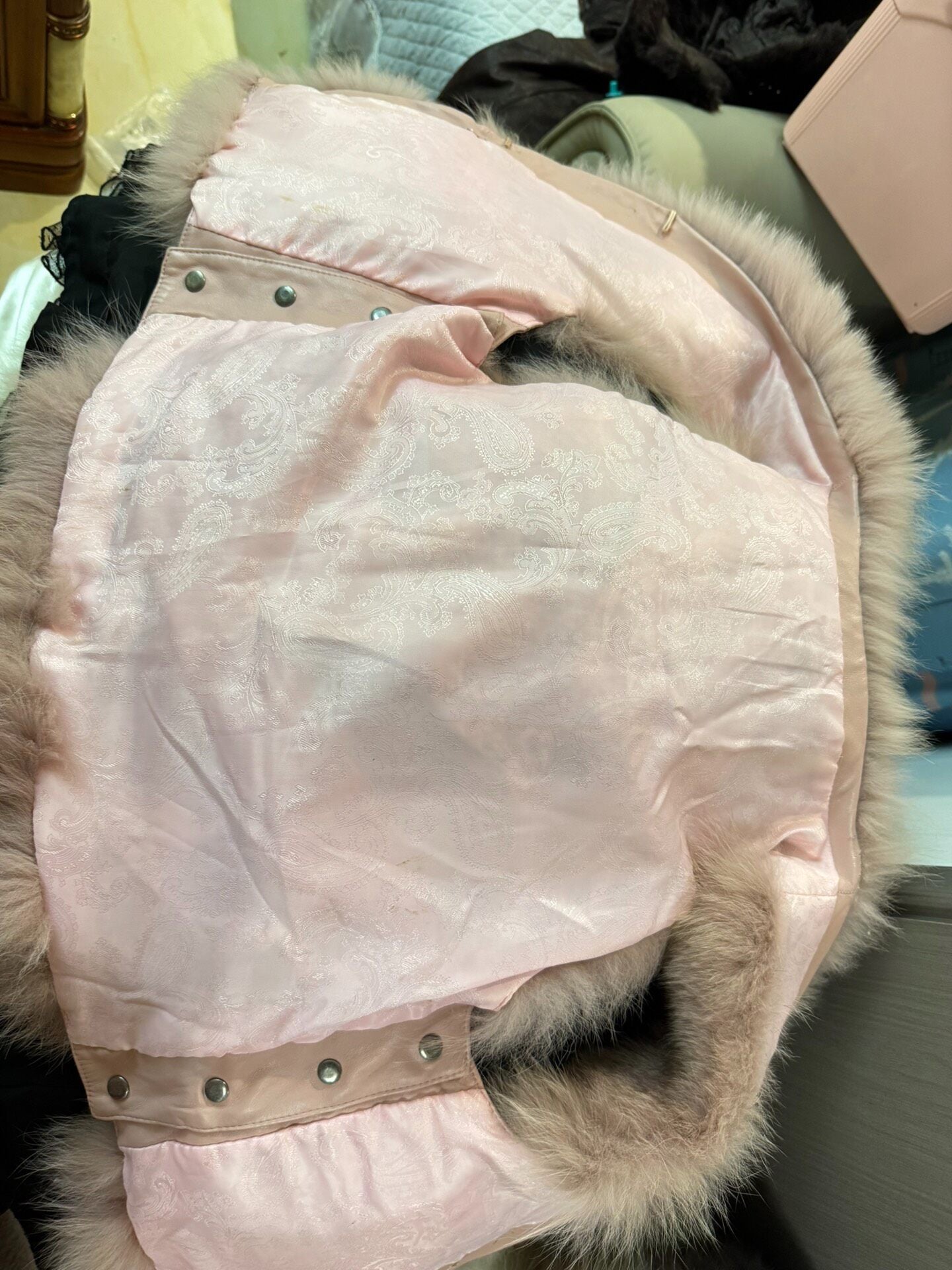 Vintage pinkish-purple genuine fur vest