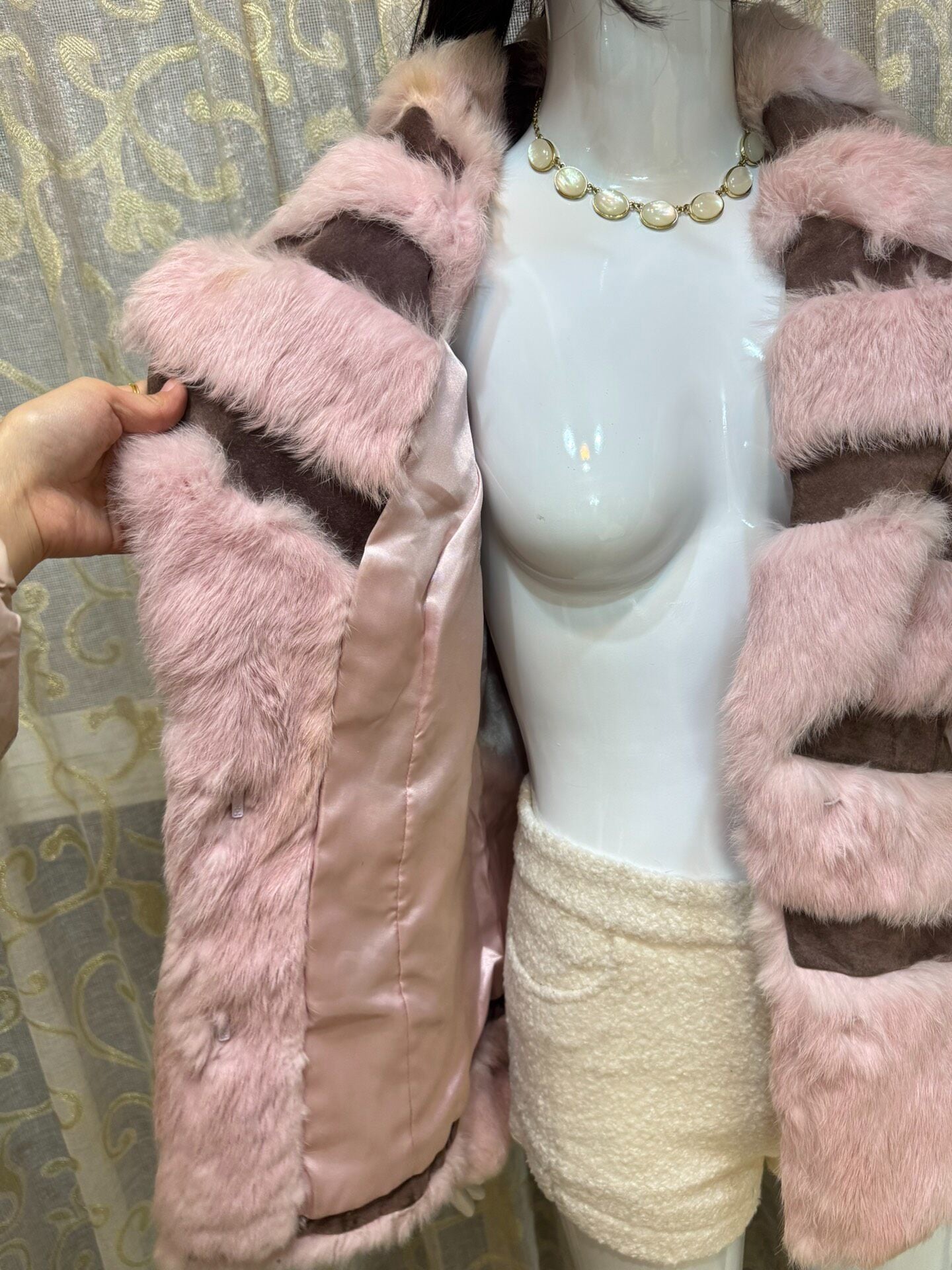 Vintage Pink Genuine Fur Coat