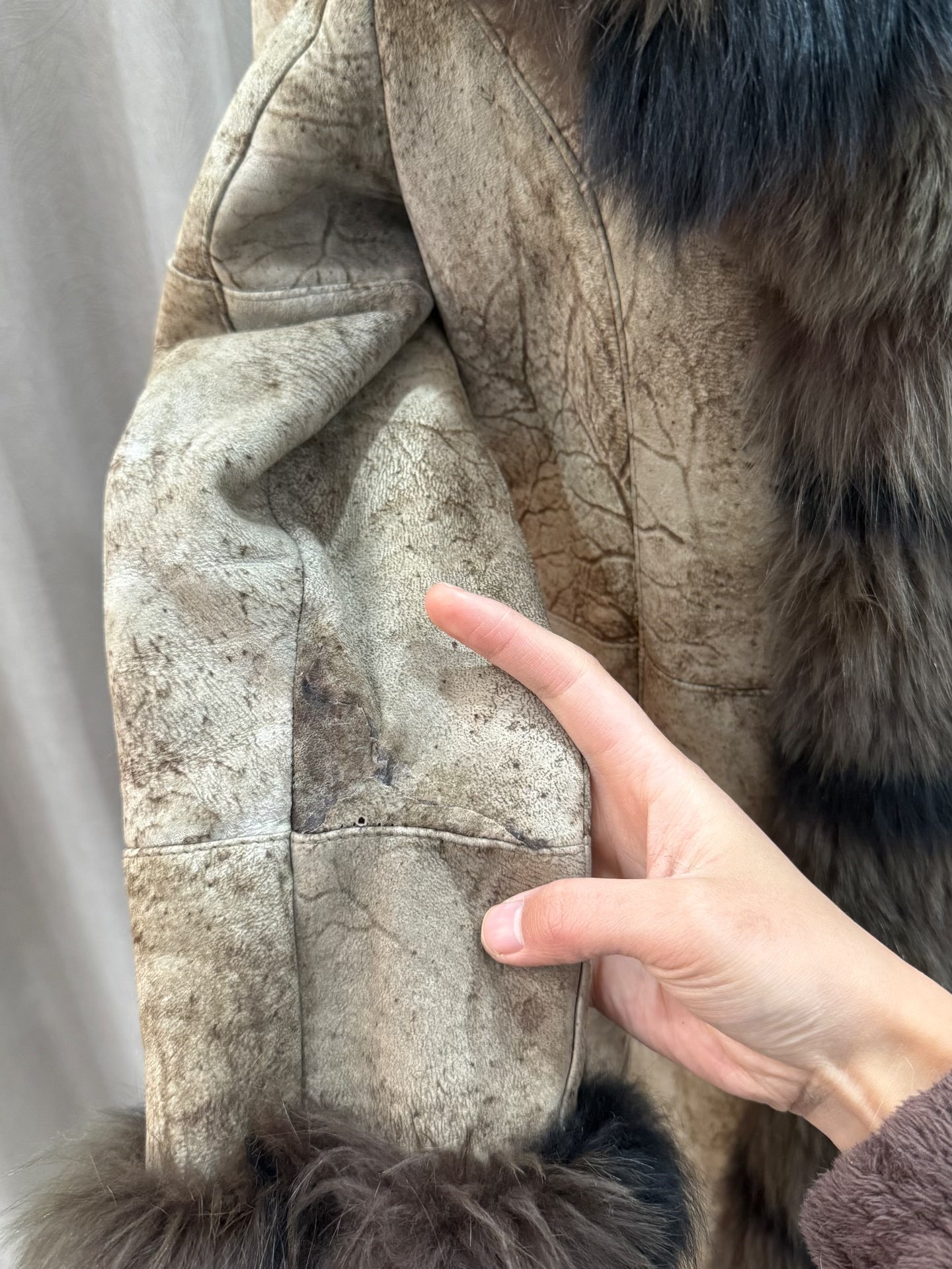 Vintage long real fur coat