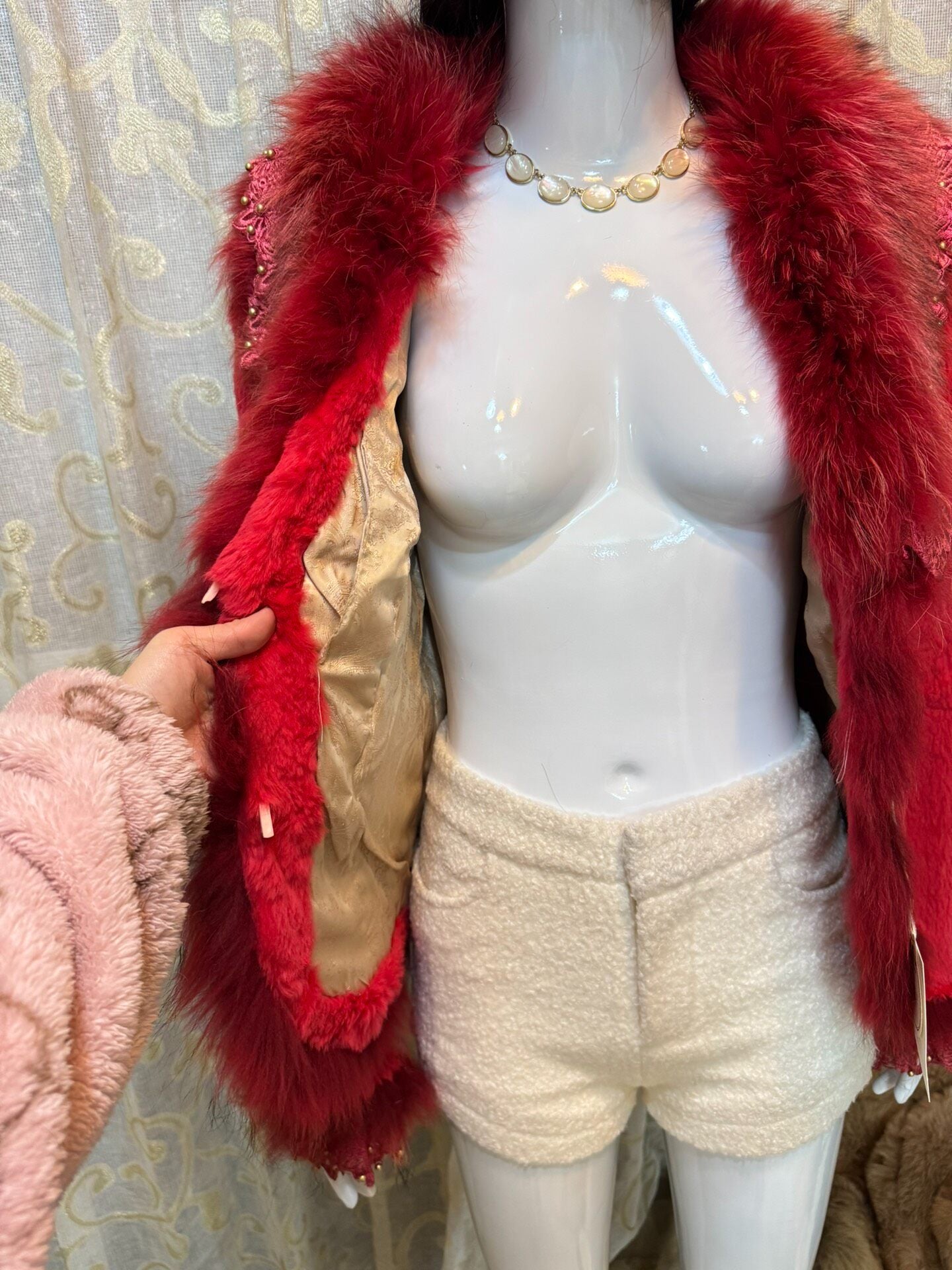 Vintage Red Genuine Fur Coat