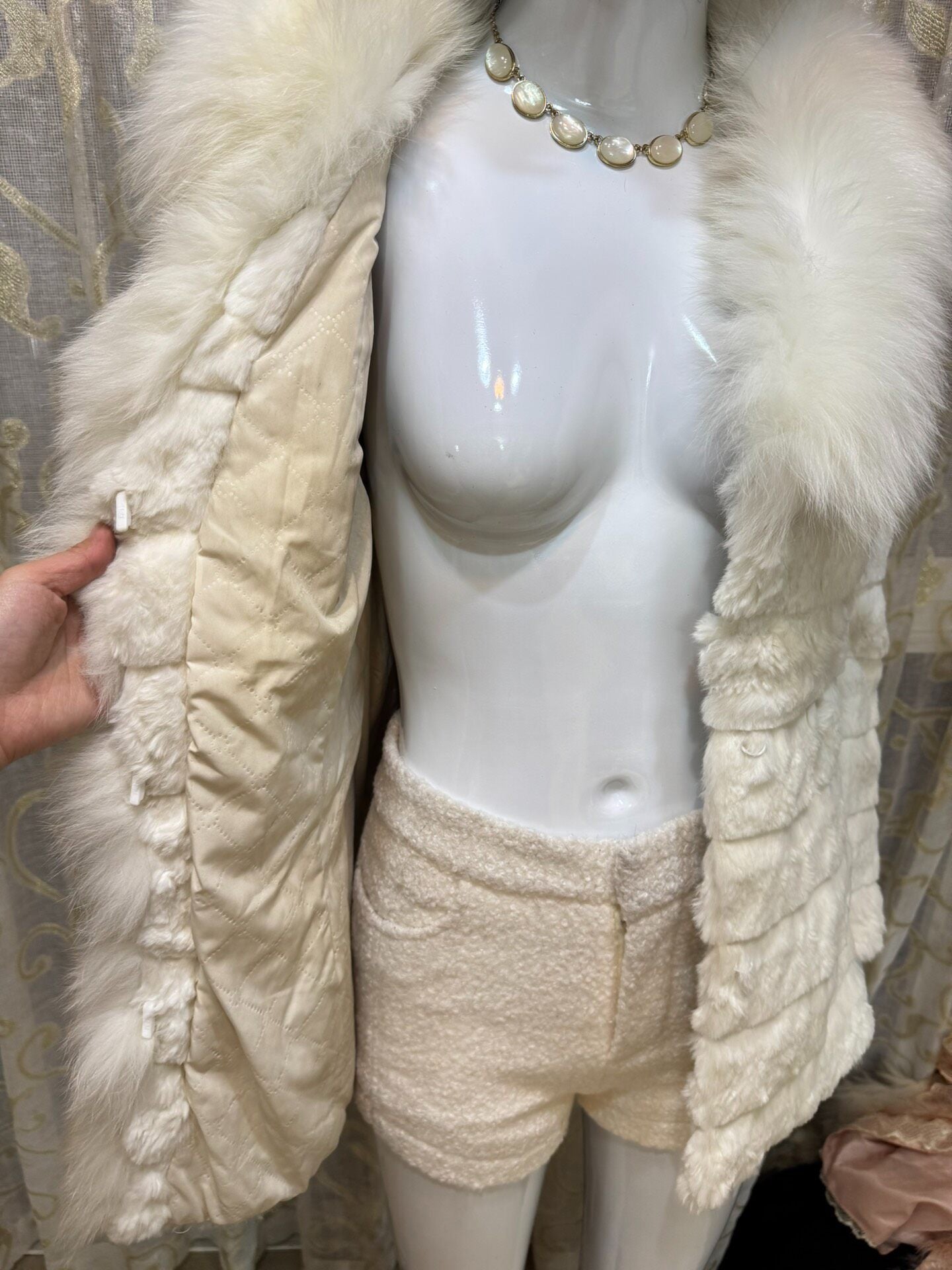Vintage White Genuine Fur Coat