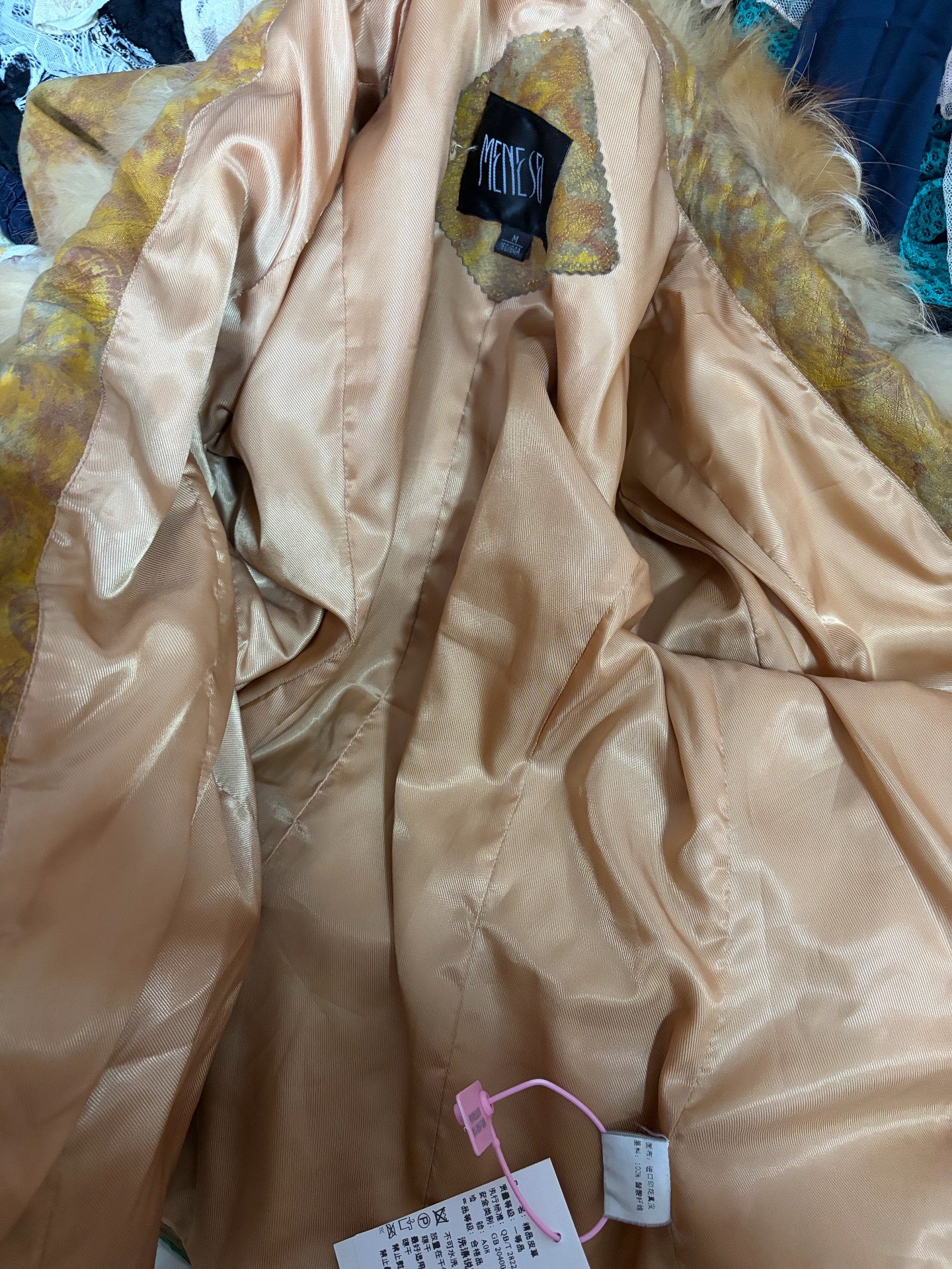 Vintage imported printed genuine leather and fur coat