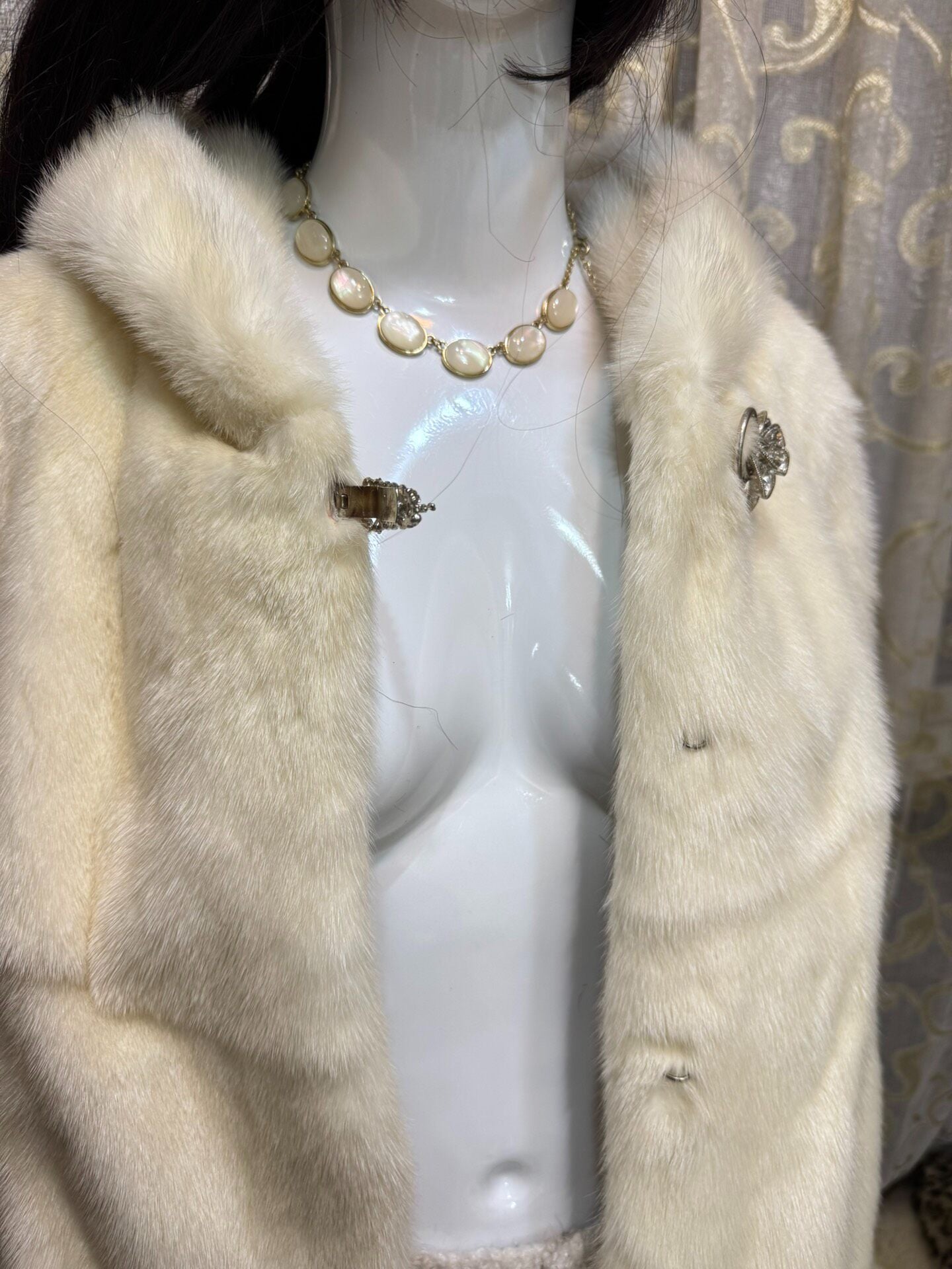 Vintage White Genuine Fur Coat