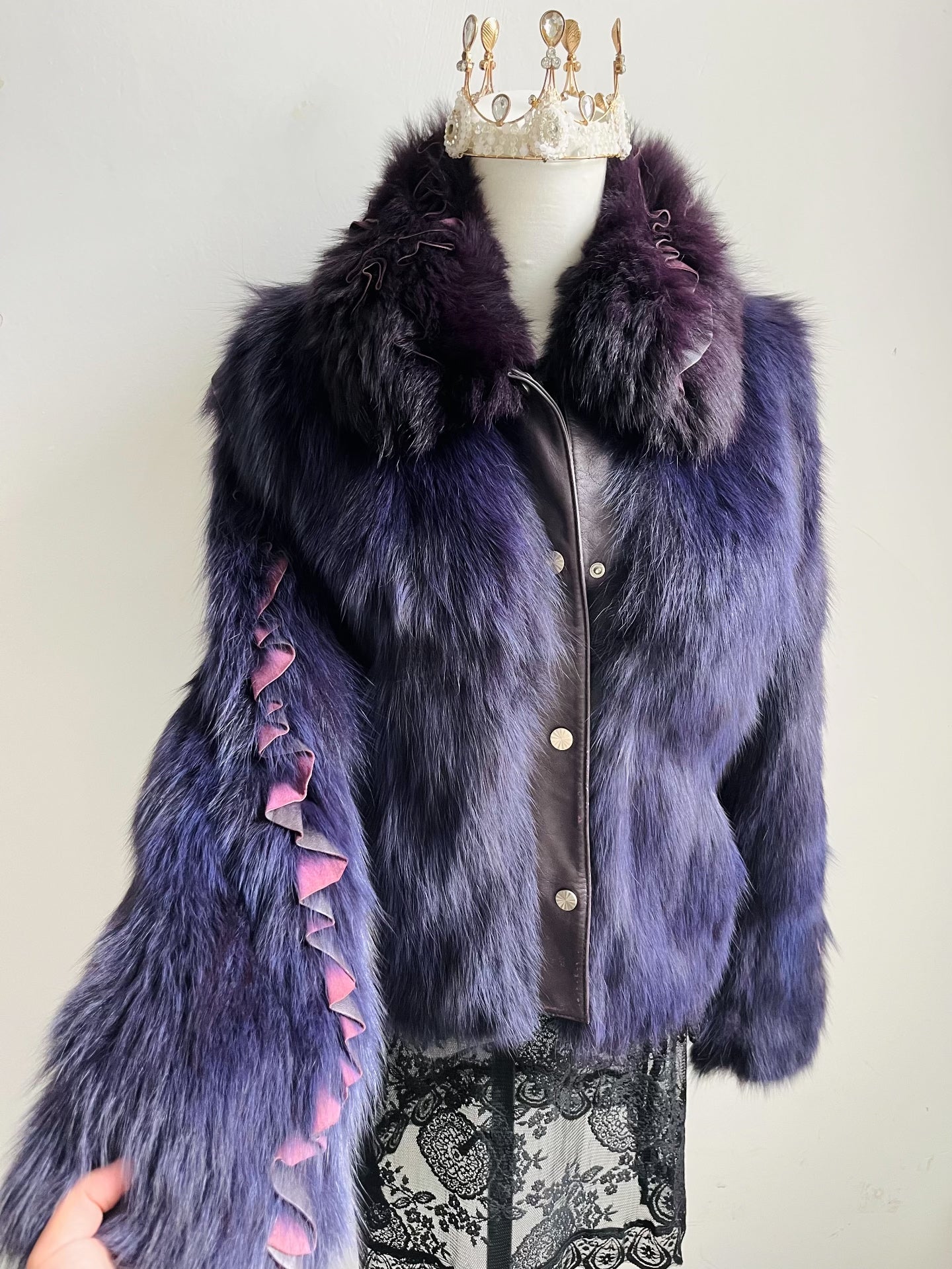 Vintage Purple Genuine Fur Coat