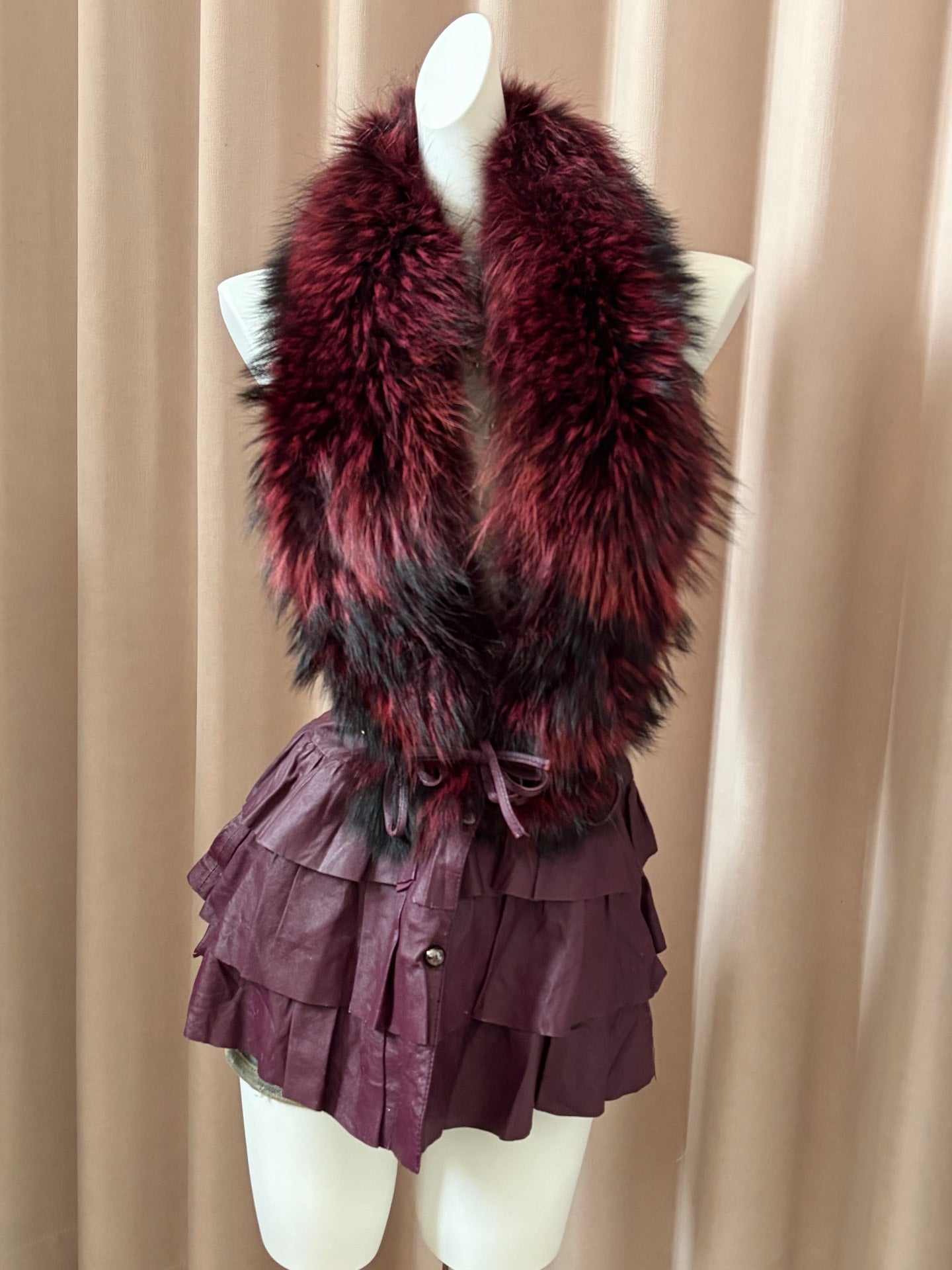 Vintage purple fur vest dress Size  L