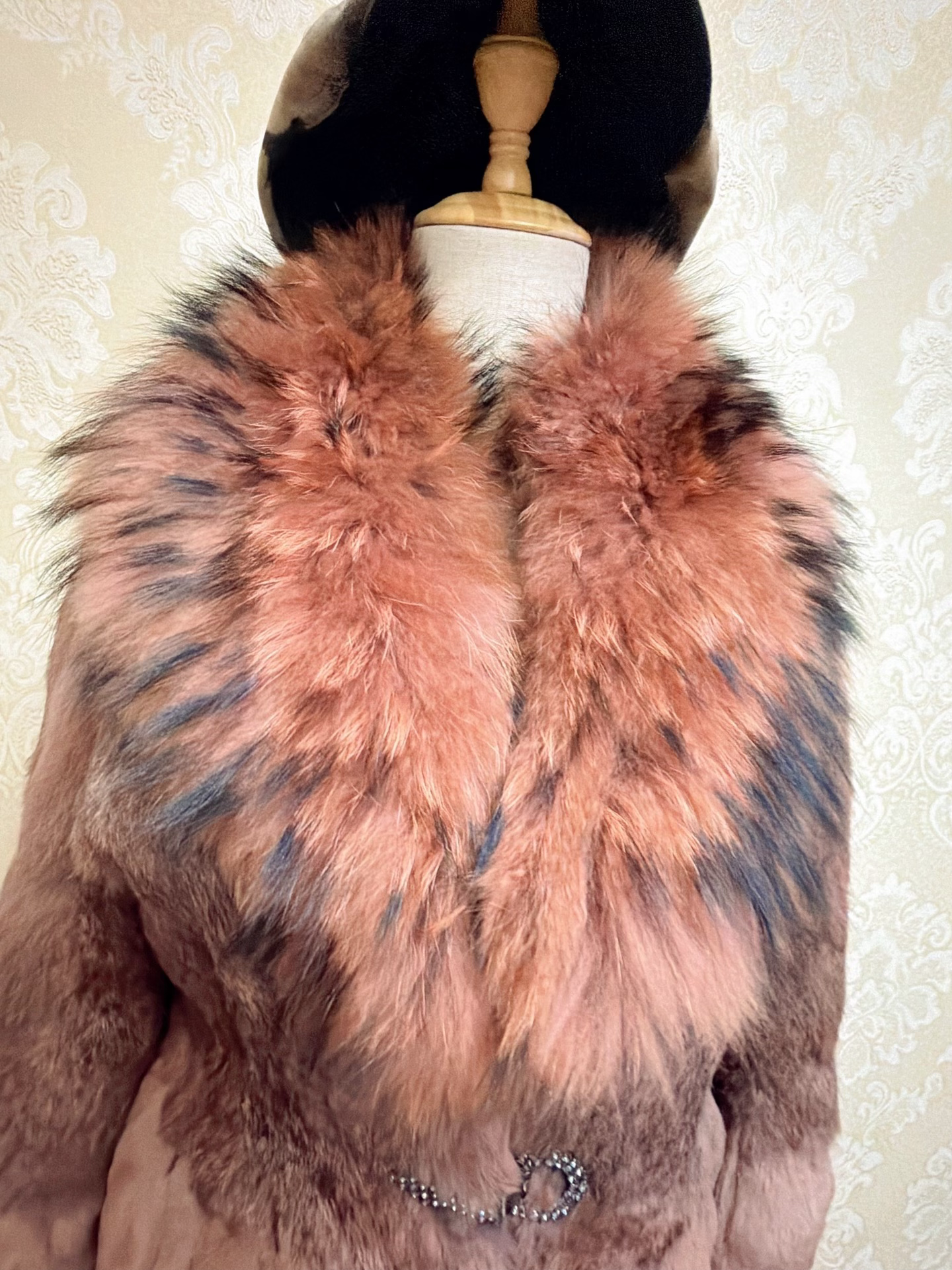 Vintage dusty rose brown genuine fur coat