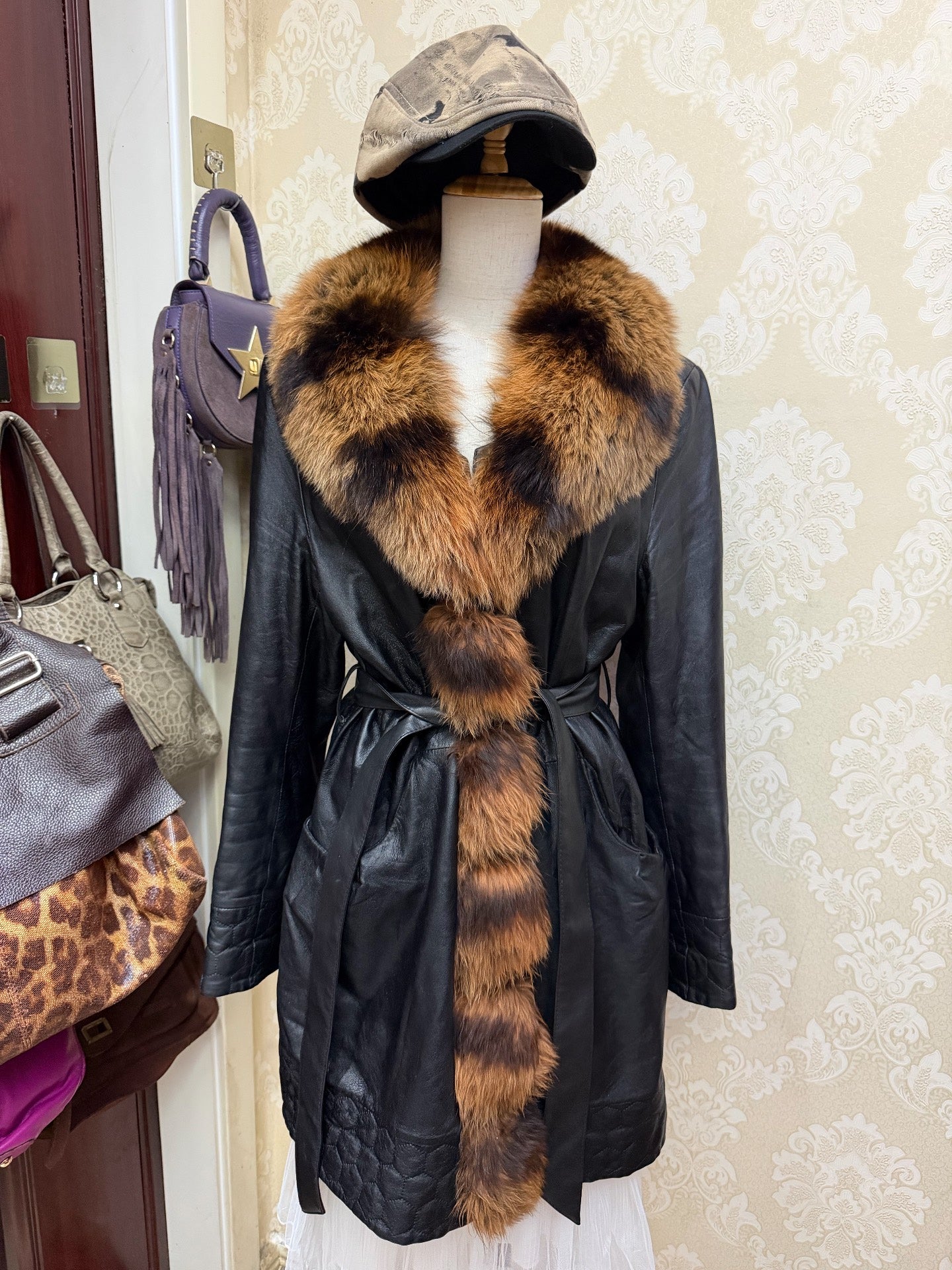 Vintage black genuine fur coat