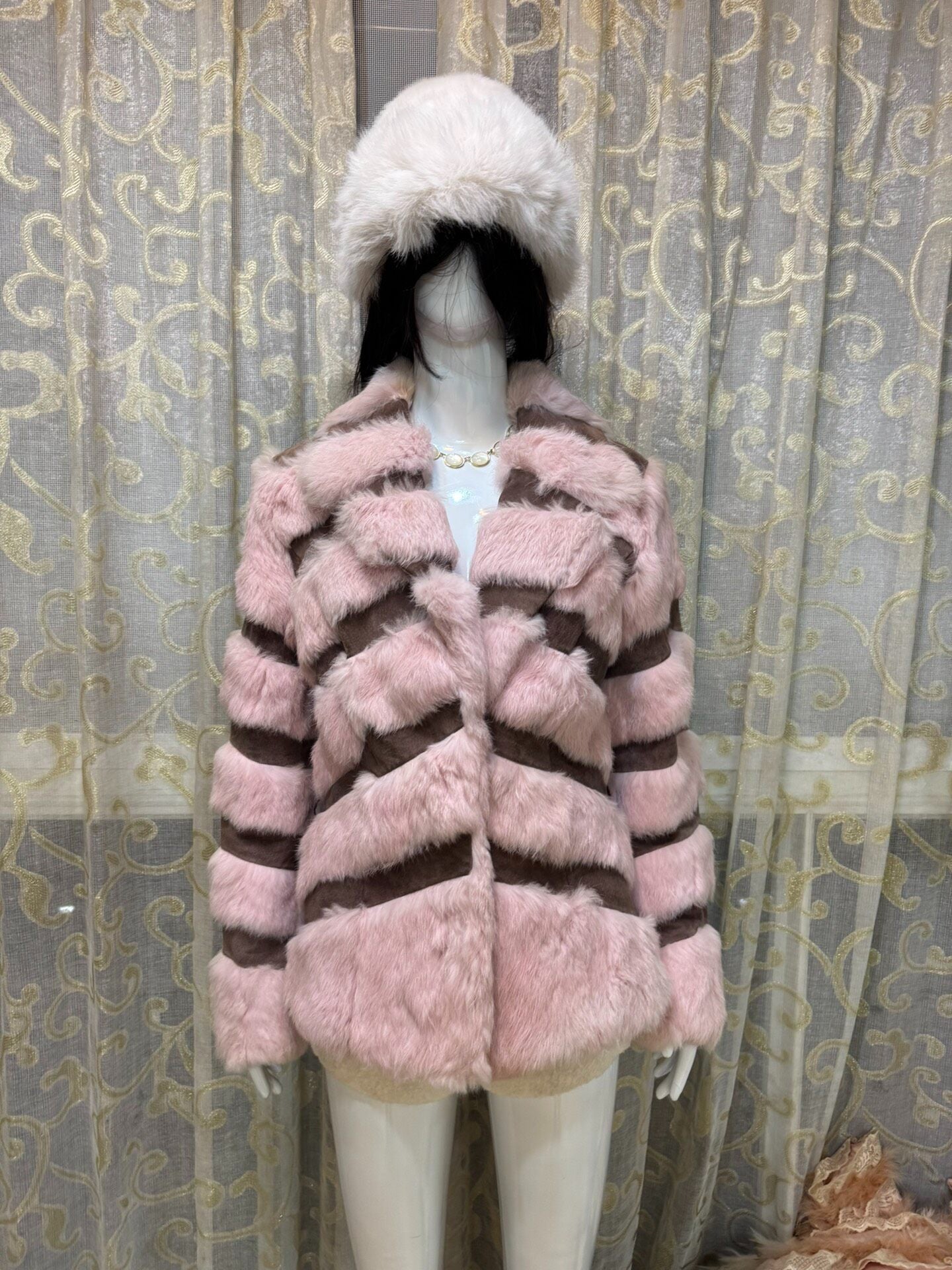 Vintage Pink Genuine Fur Coat