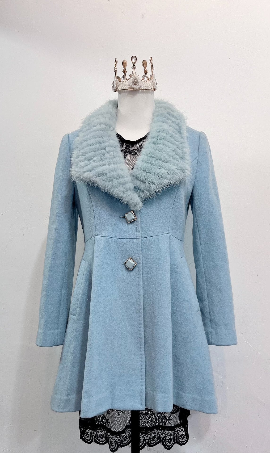 Vintage Blue Genuine Fur Coat
