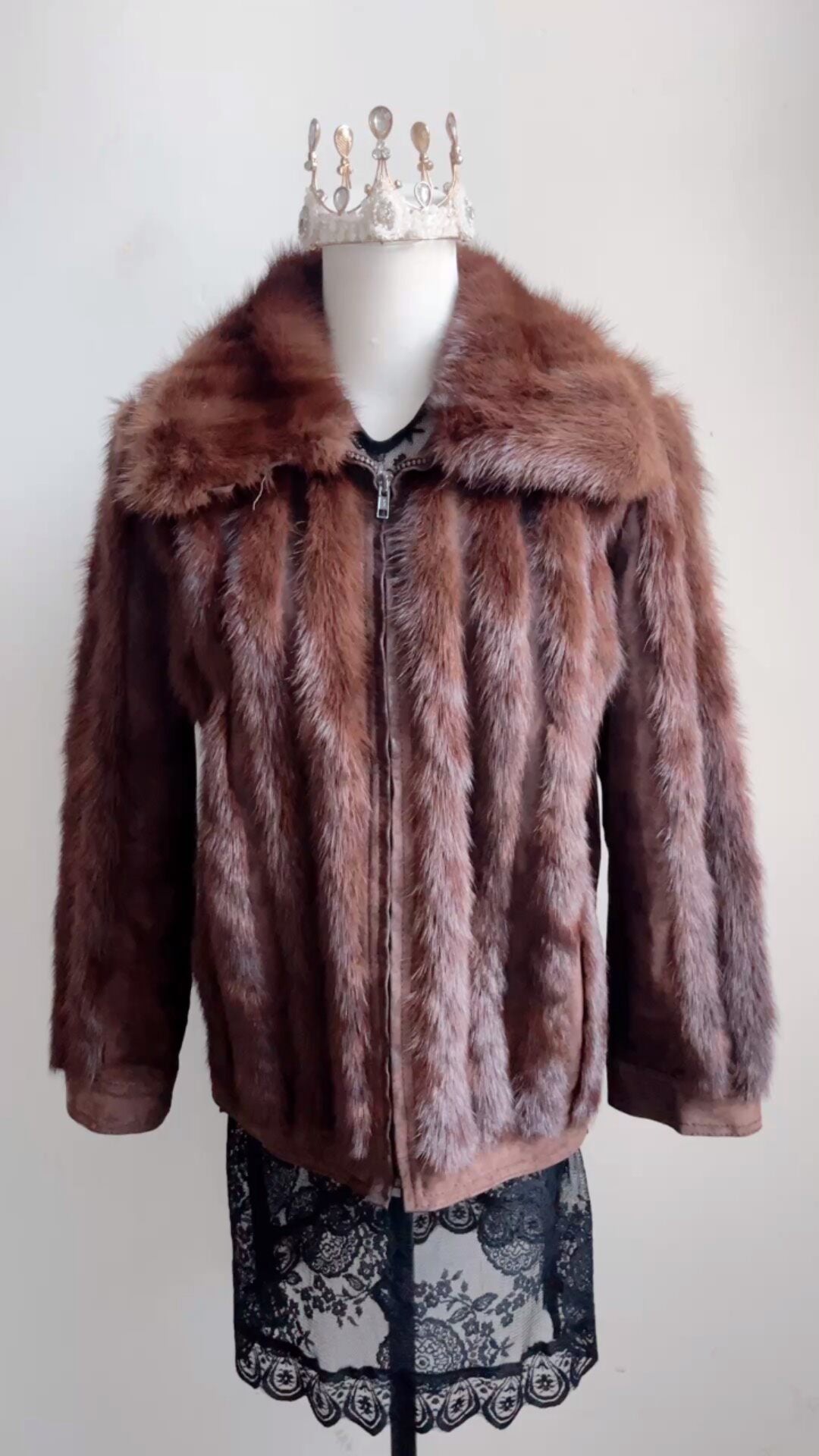 Vintage Dark Brown Genuine Fur Coat