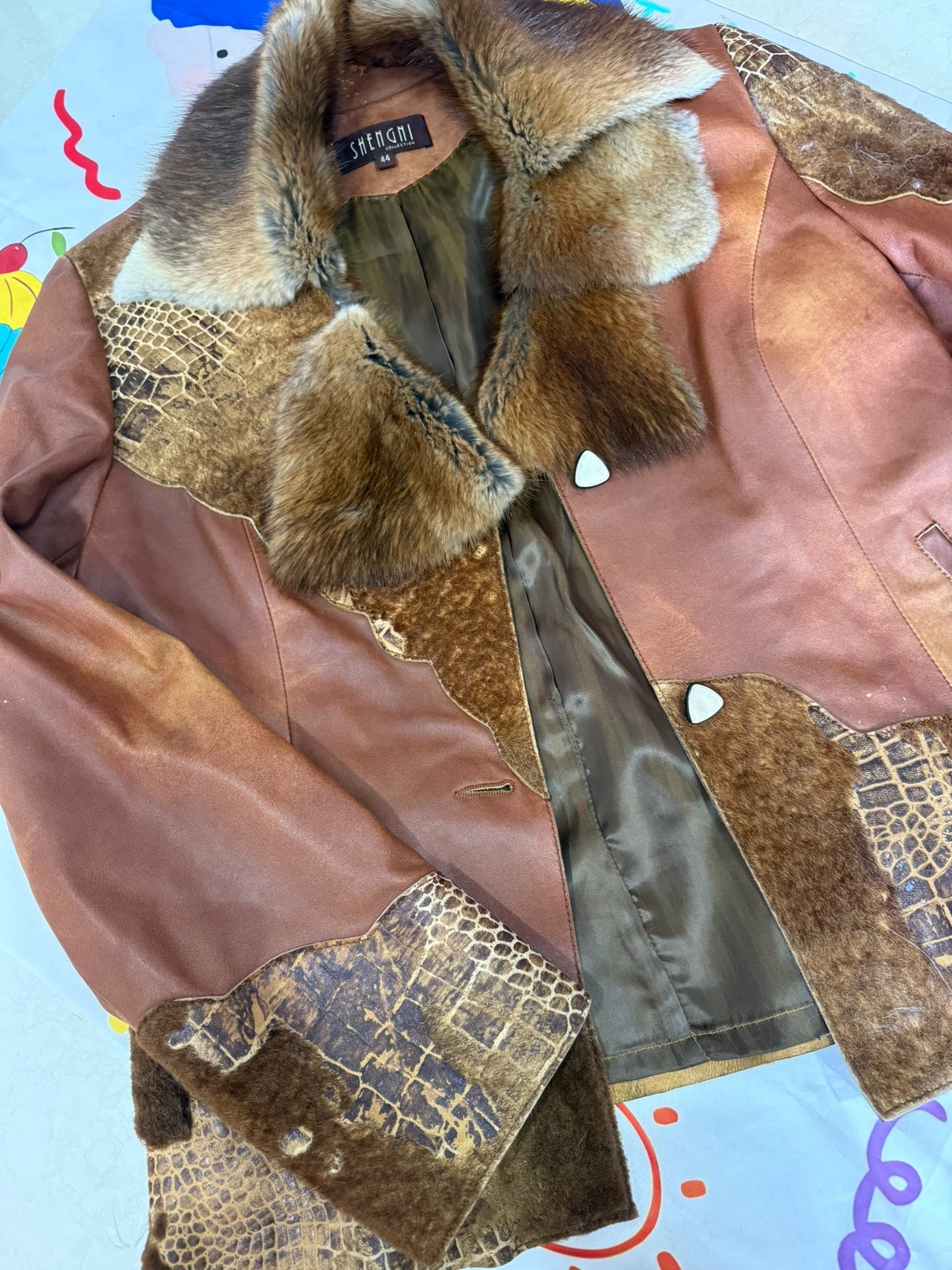 Vintage genuine shearling and leather coat