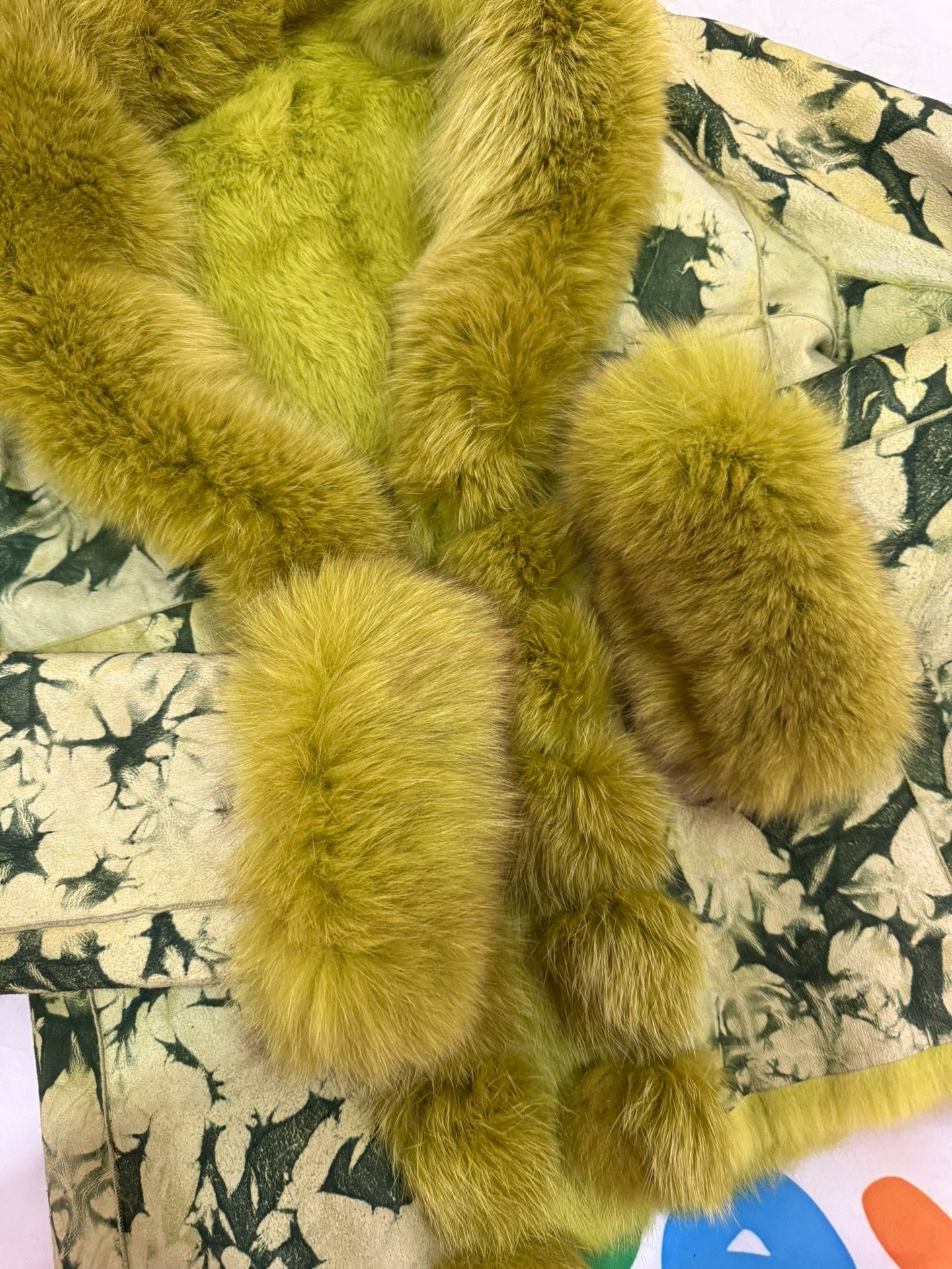 Vintage green genuine fur coat