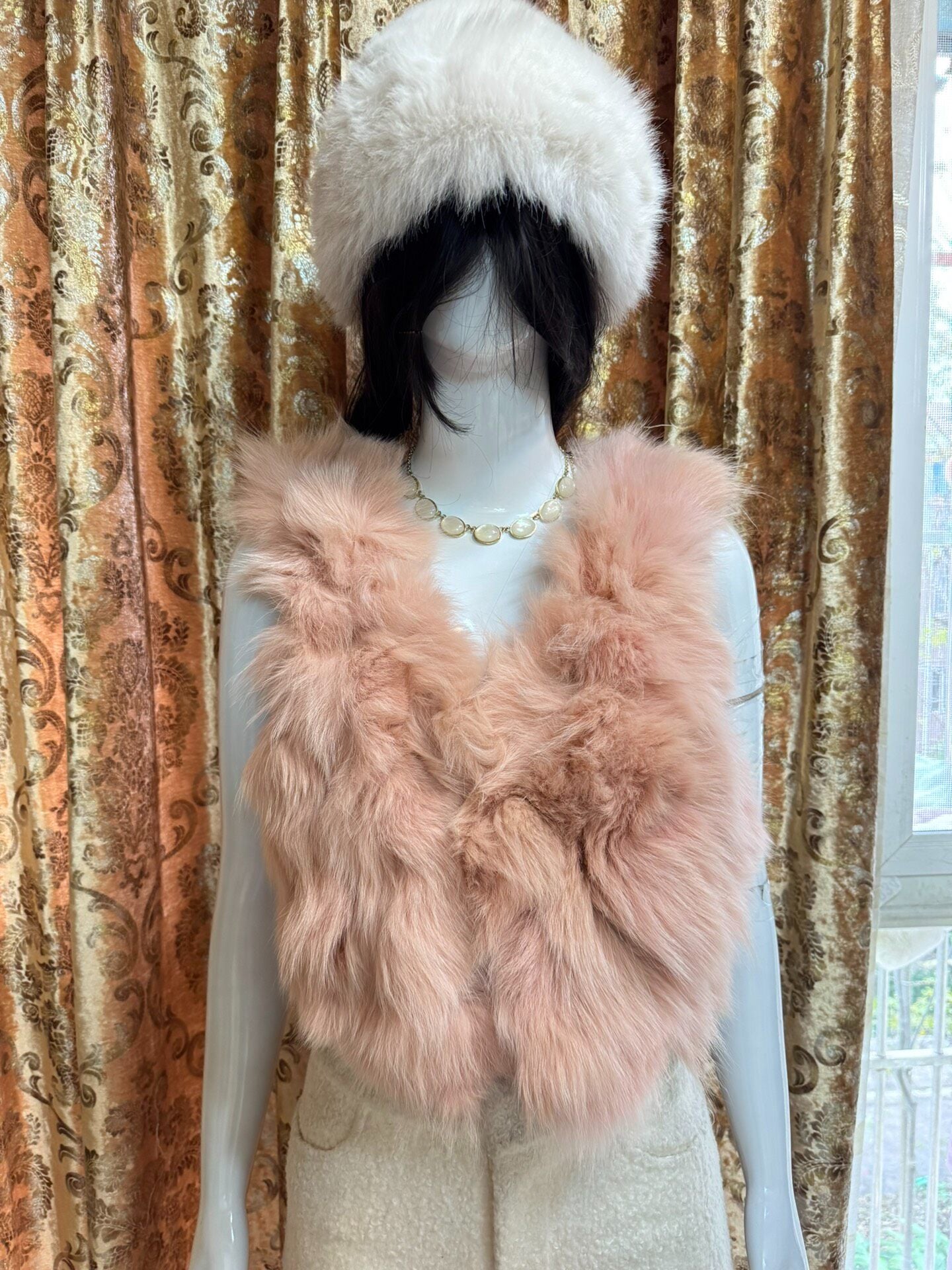 Vintage Pink Genuine Fur Coat