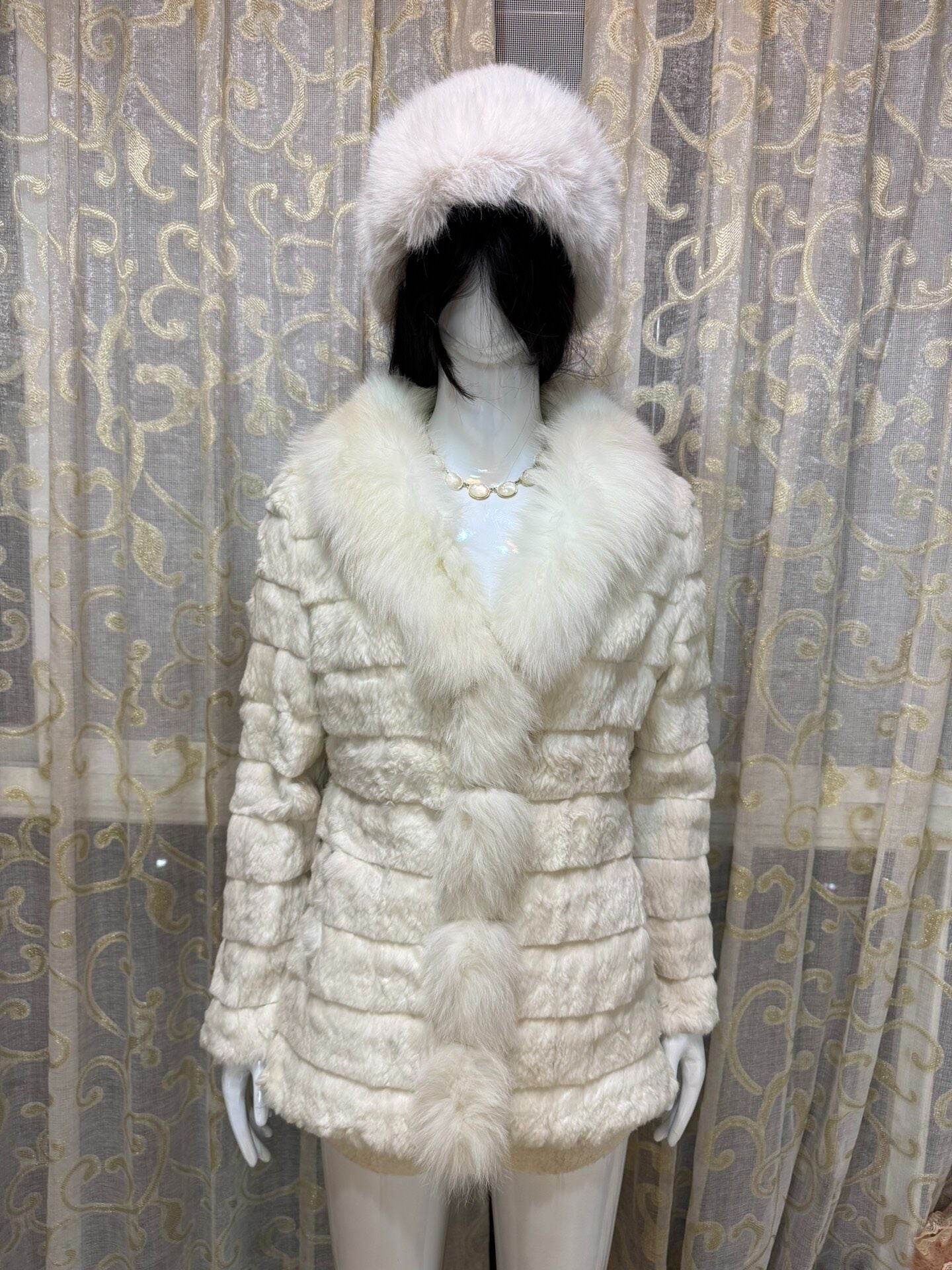 Vintage White Genuine Fur Coat