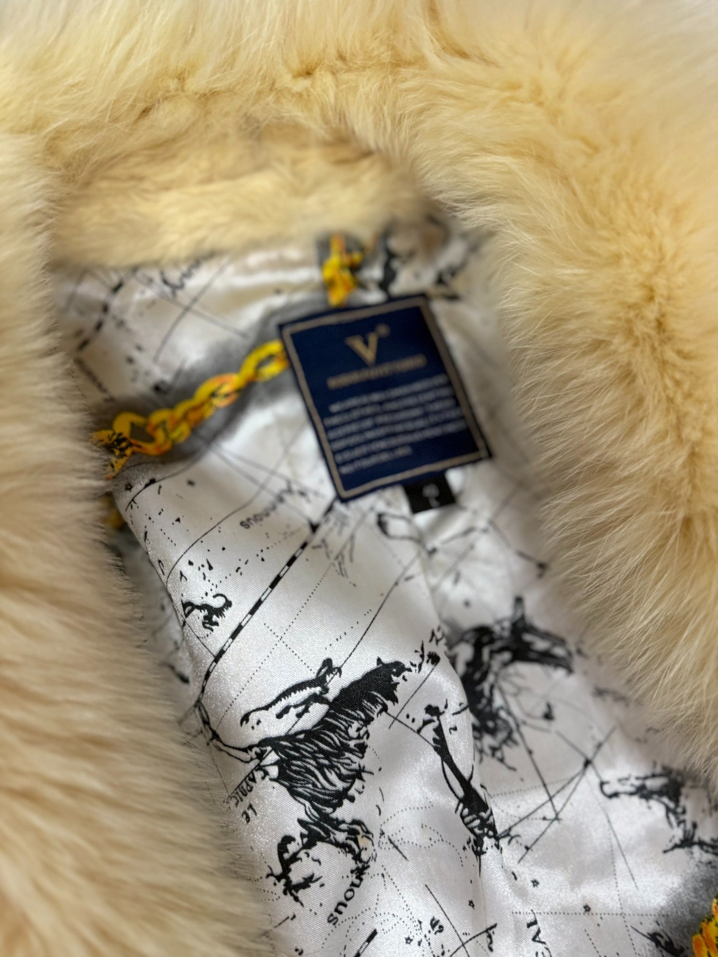 Vintage off-white rabbit and fox fur coat