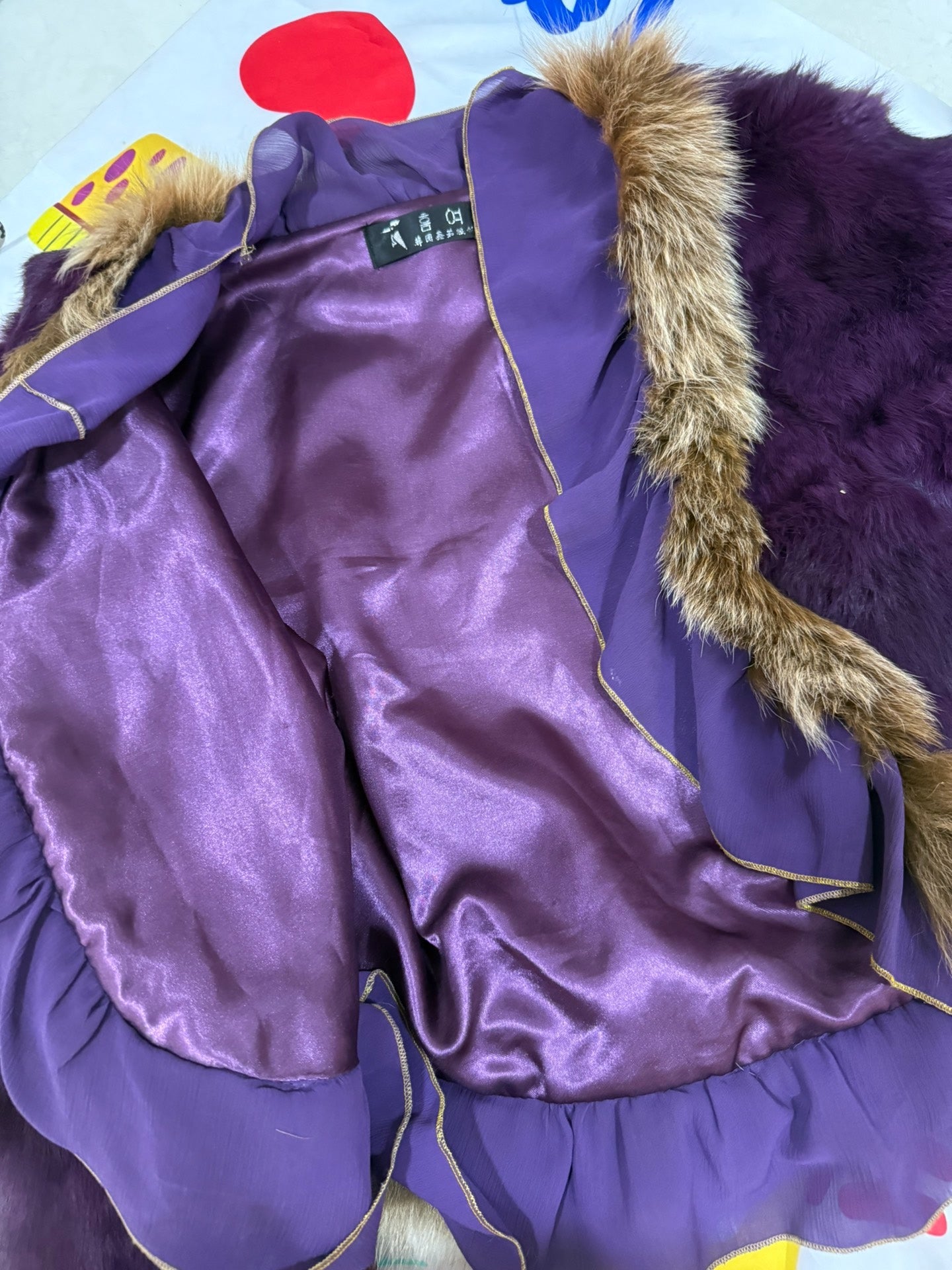 Vintage purple genuine fur coat