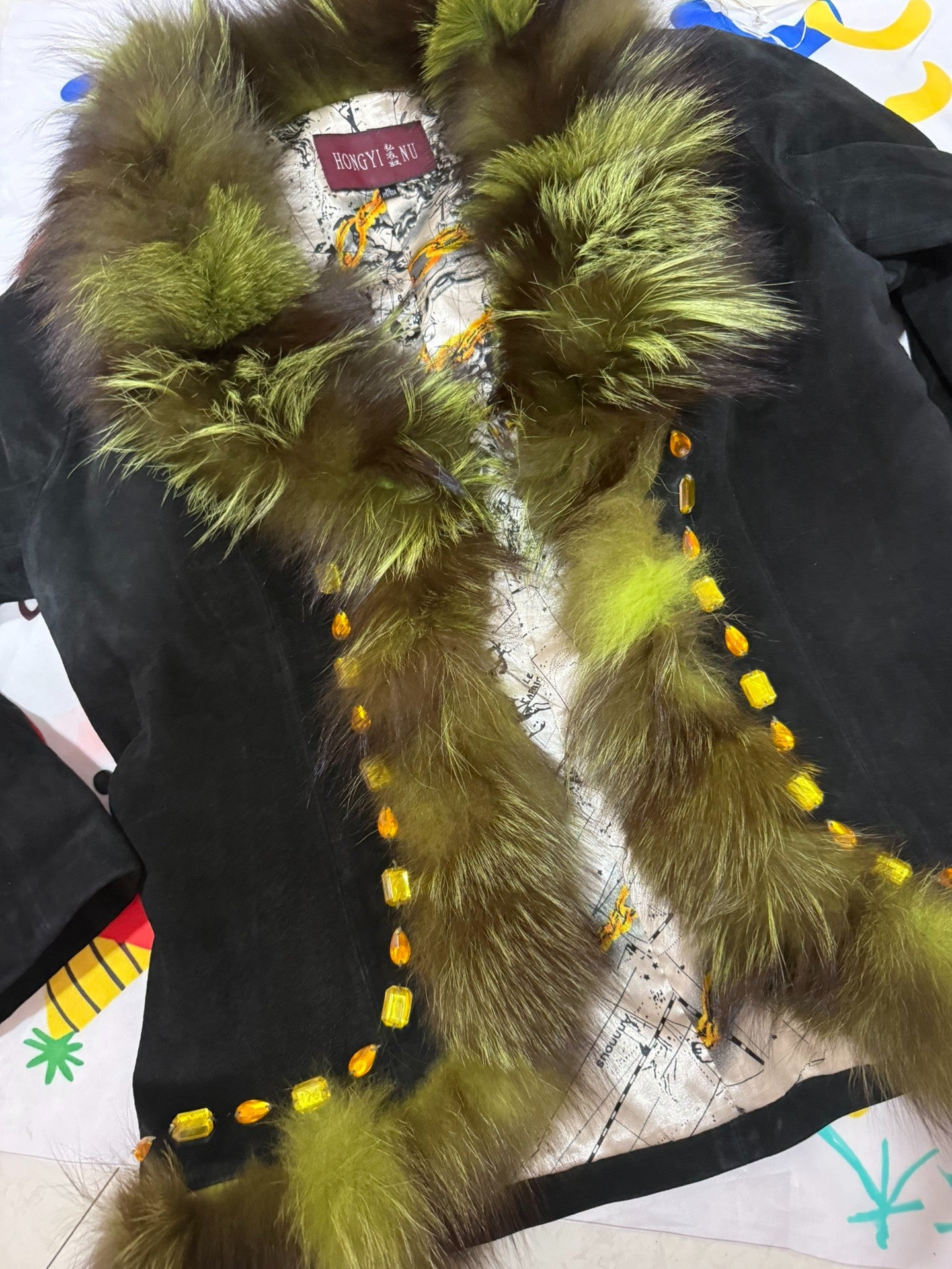 Vintage fur coat with fox fur collar