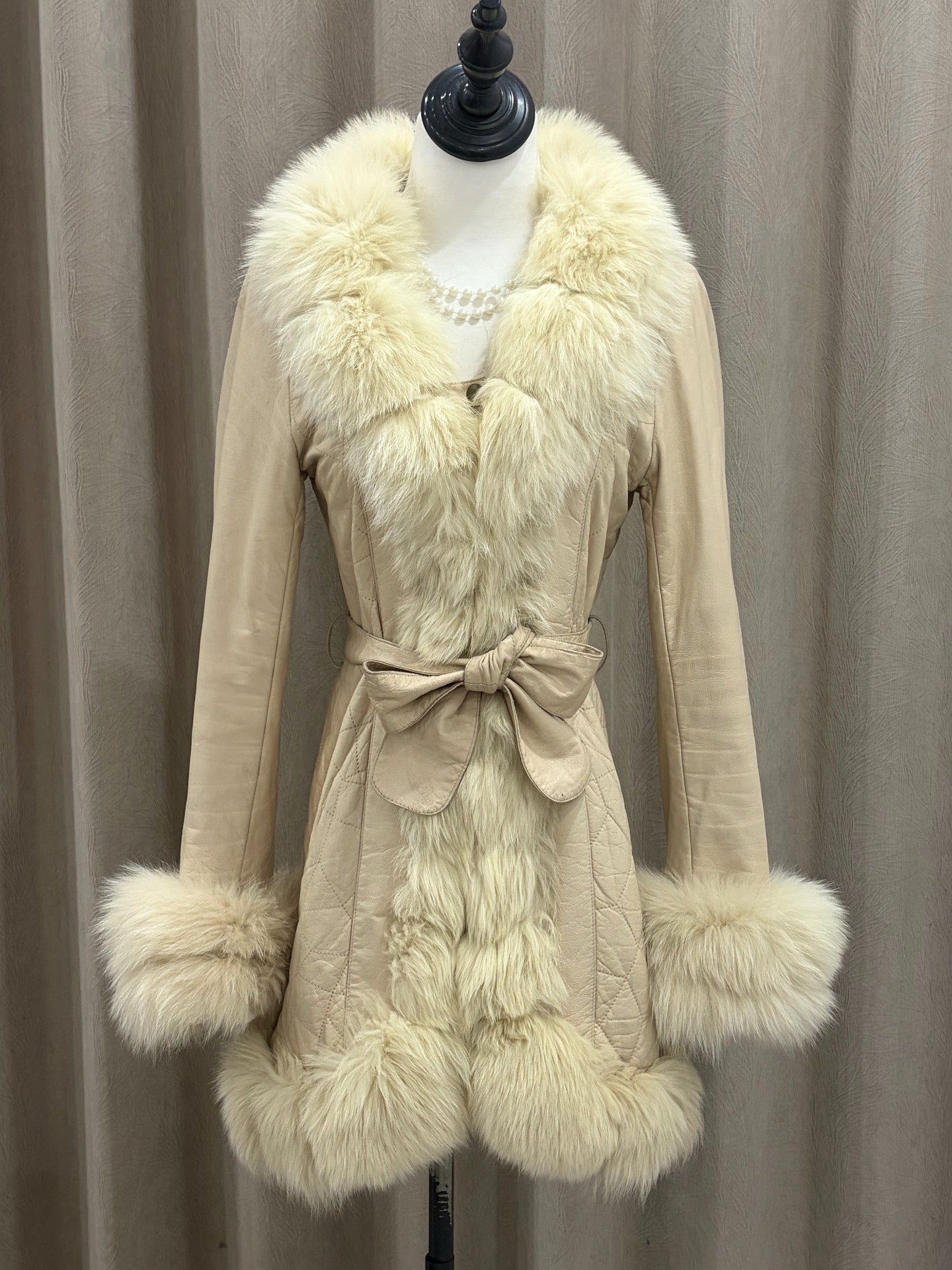 Vintage off-white fox fur coat