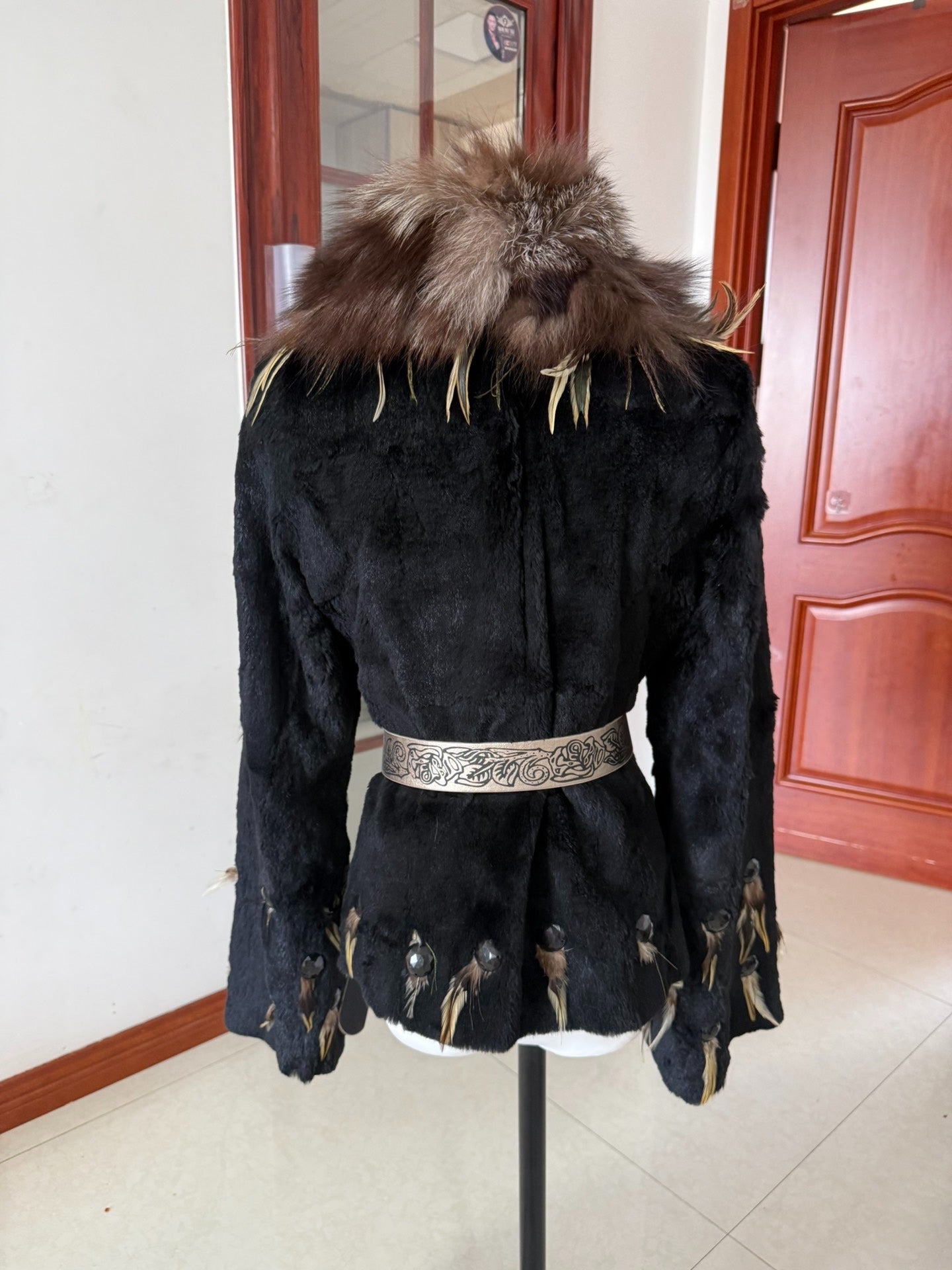Vintage black genuine fur coat