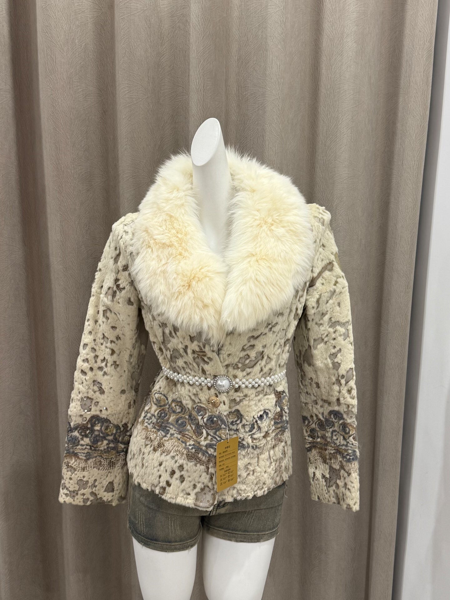 Vintage genuine leather and fur jacket