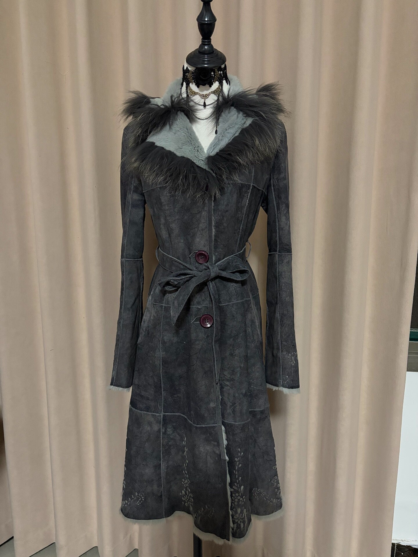 Vintage long genuine fur coat